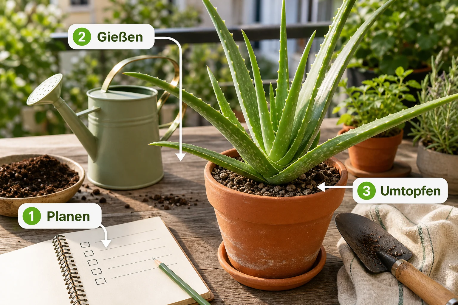 Infografik: Fazit und nächste Schritte - Aloe Vera Pflege Gießen Umtopfen: Anleitung, Tipps und häufige Fehler