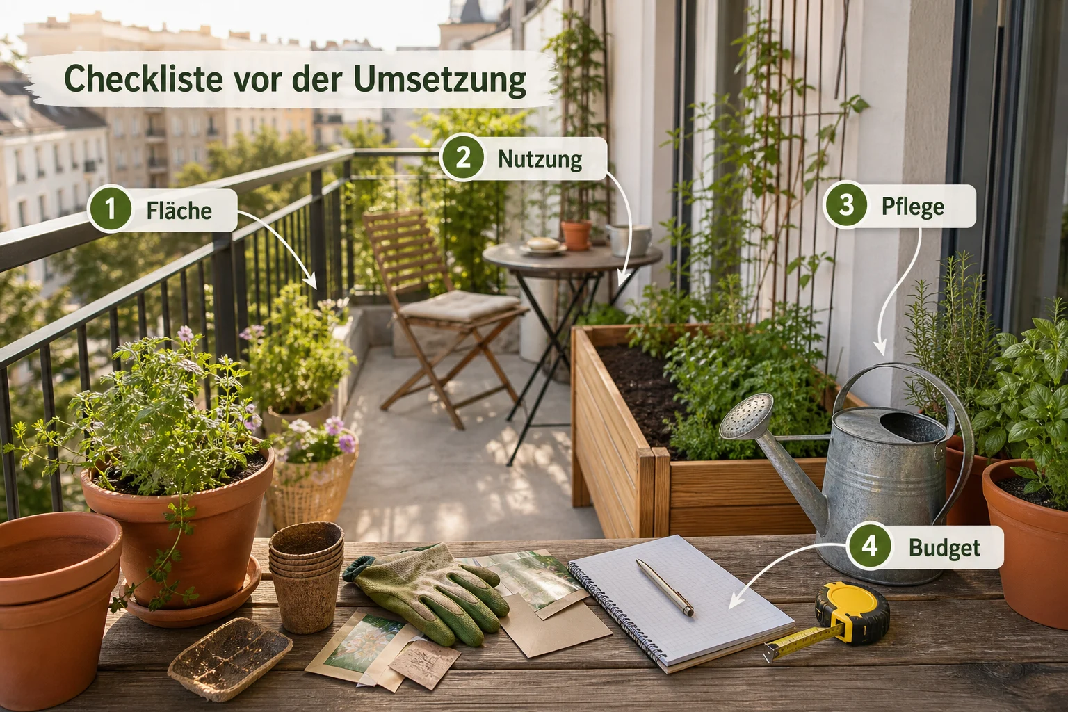 Infografik: Checkliste vor der Umsetzung - Anfängerfehler Garten Vermeiden: Anleitung, Tipps und häufige Fehler