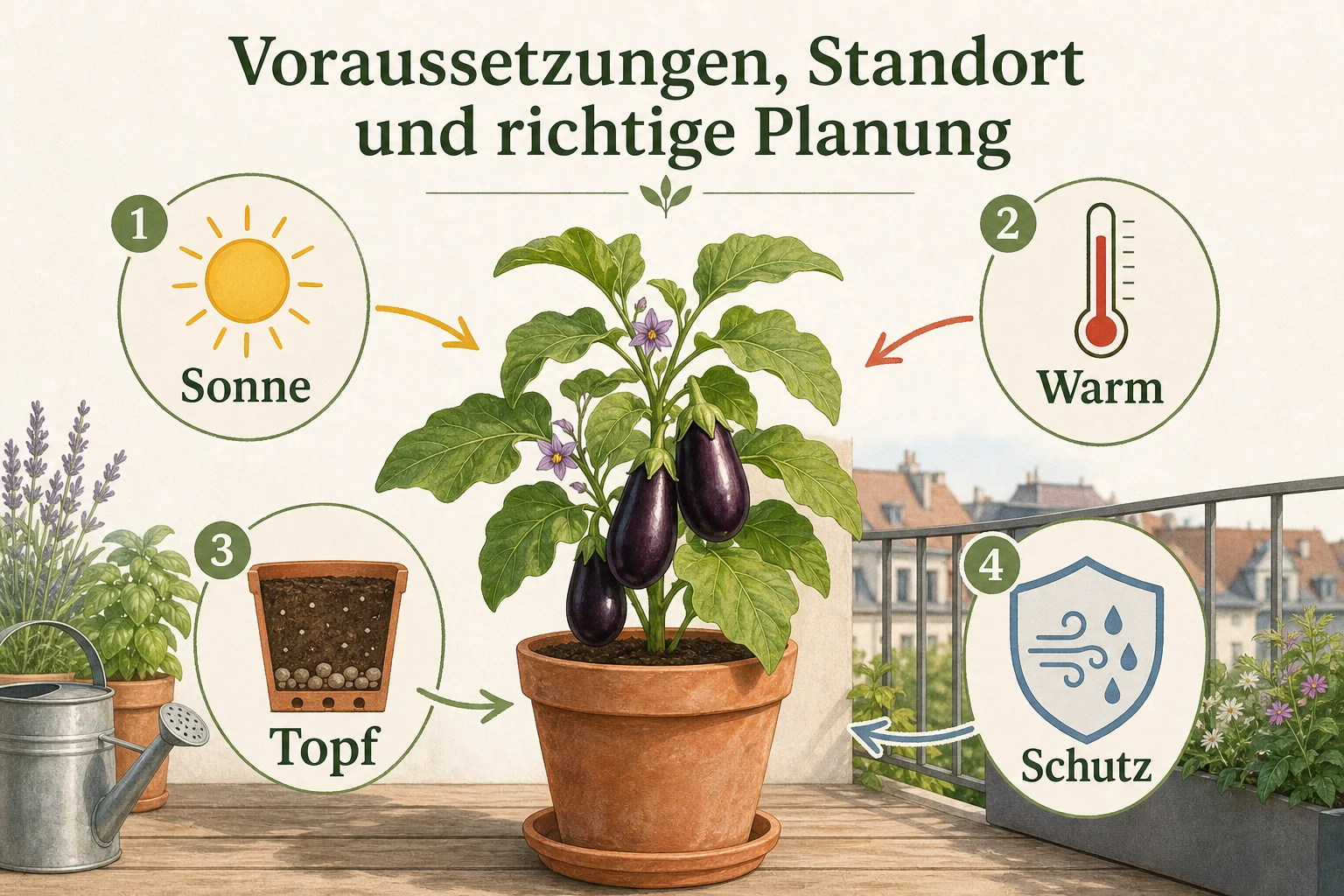Infografik: Voraussetzungen, Standort und richtige Planung - Auberginen Anbauen Deutschland Tipps: Anleitung, Tipps und häufige Fehler