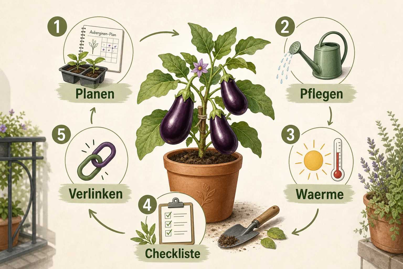 Infografik: Fazit und nächste Schritte - Auberginen Anbauen Deutschland Tipps: Anleitung, Tipps und häufige Fehler