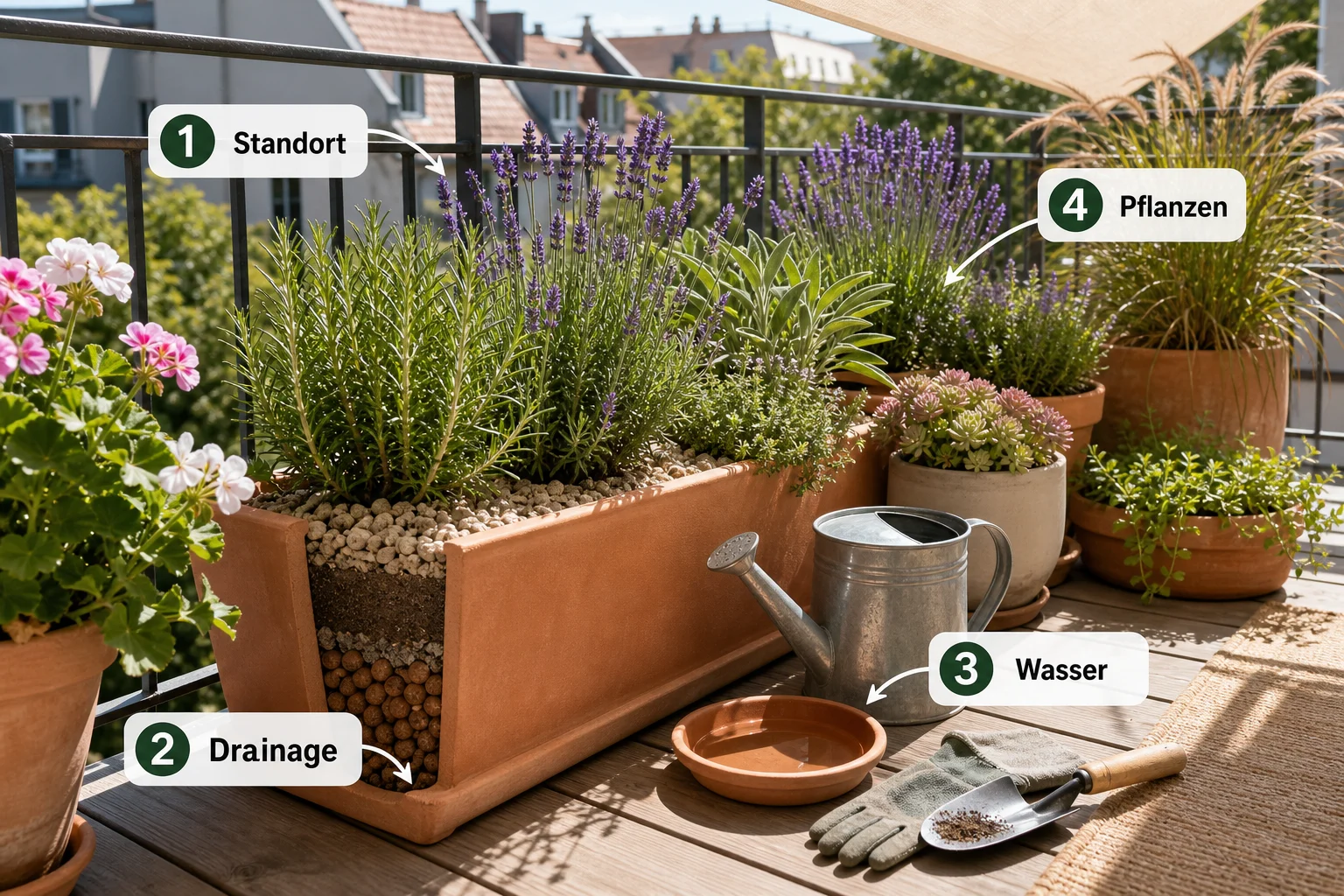 Infografik: Praktische Checkliste - Balkon Bepflanzen Südseite Hitzebeständig: Anleitung, Tipps und häufige Fehler