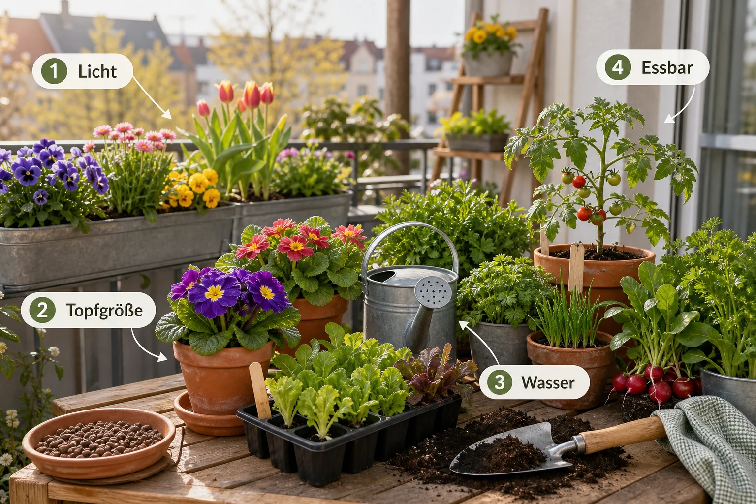 Infografik: Auswahlkriterien für Balkonpflanzen - Balkon Frühling Bepflanzen Blumen Gemüse: Anleitung, Tipps und häufige Fehler