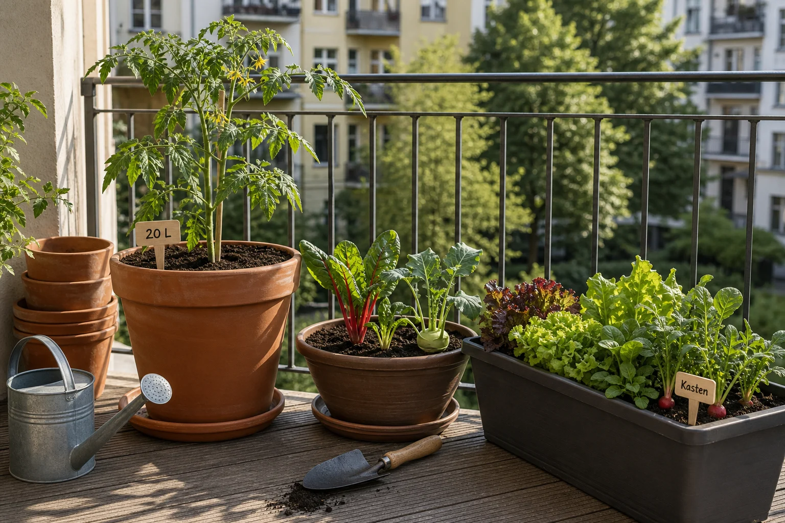 Foto: Gefäßgrößen: So viel Erde braucht Balkon-Gemüse wirklich - Gemüse auf dem Balkon anbauen: Pflanzplan für Anfänger