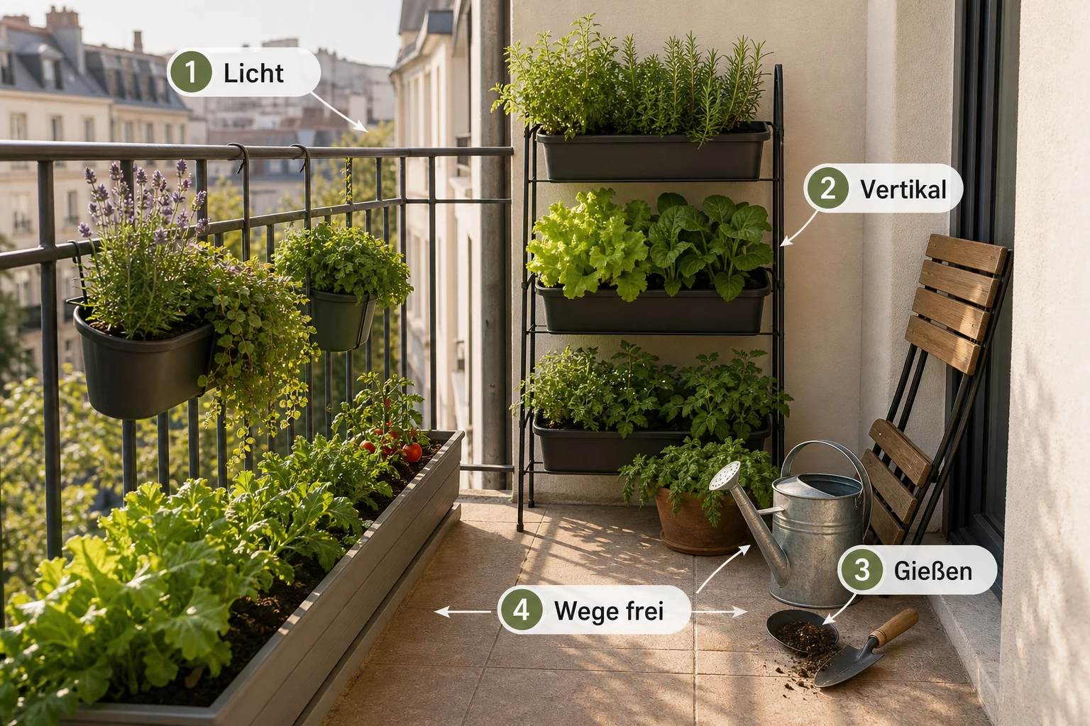 Infografik: Praktische Checkliste - Balkongarten Platzsparend Anlegen Ideen: Anleitung, Tipps und häufige Fehler