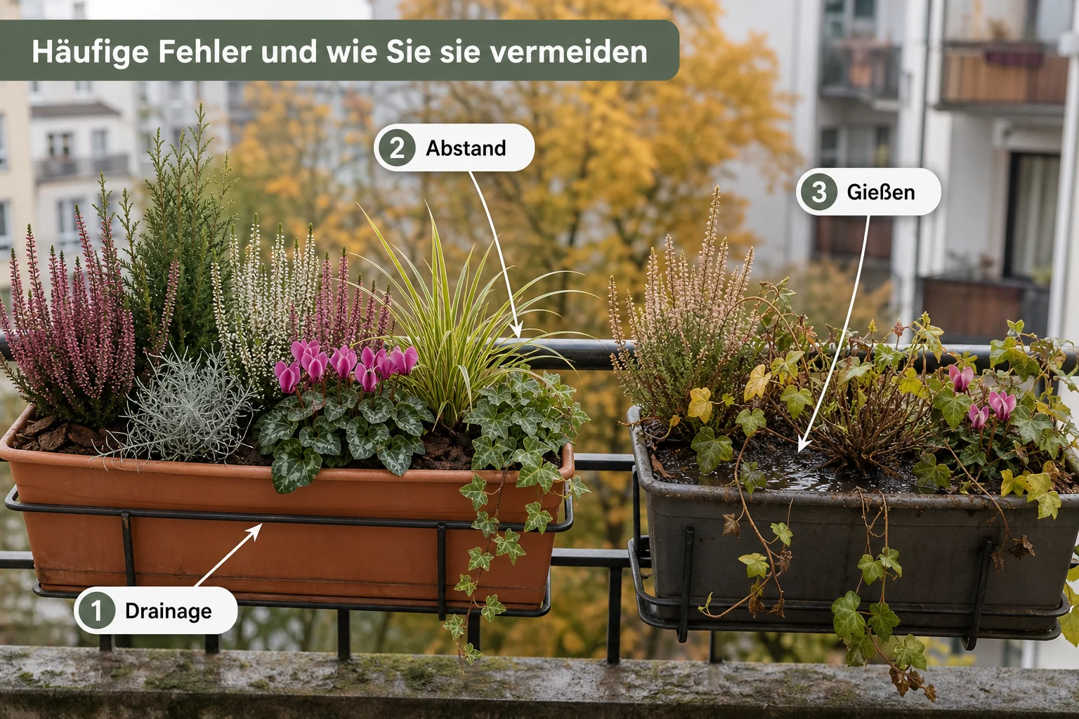 Infografik: Häufige Fehler und wie Sie sie vermeiden - Balkonkästen Herbst Winter Bepflanzen Ideen: Anleitung, Tipps und häufige Fehler