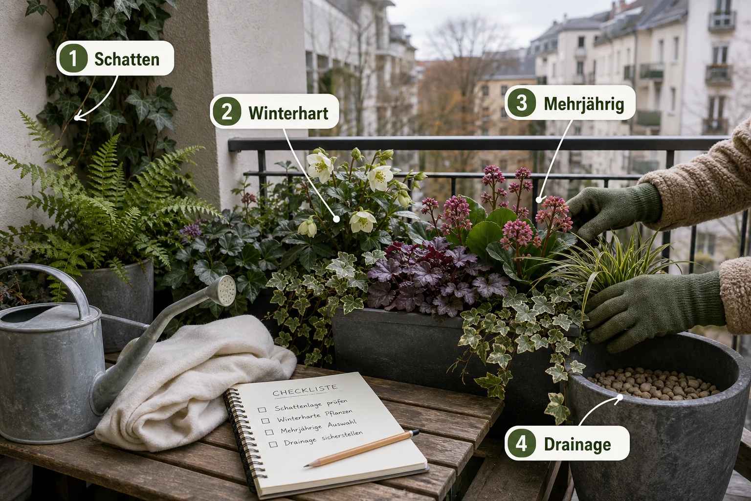 Infografik: Praktische Checkliste - Balkonpflanzen Schattig Winterhart Mehrjährig: Anleitung, Tipps und häufige Fehler