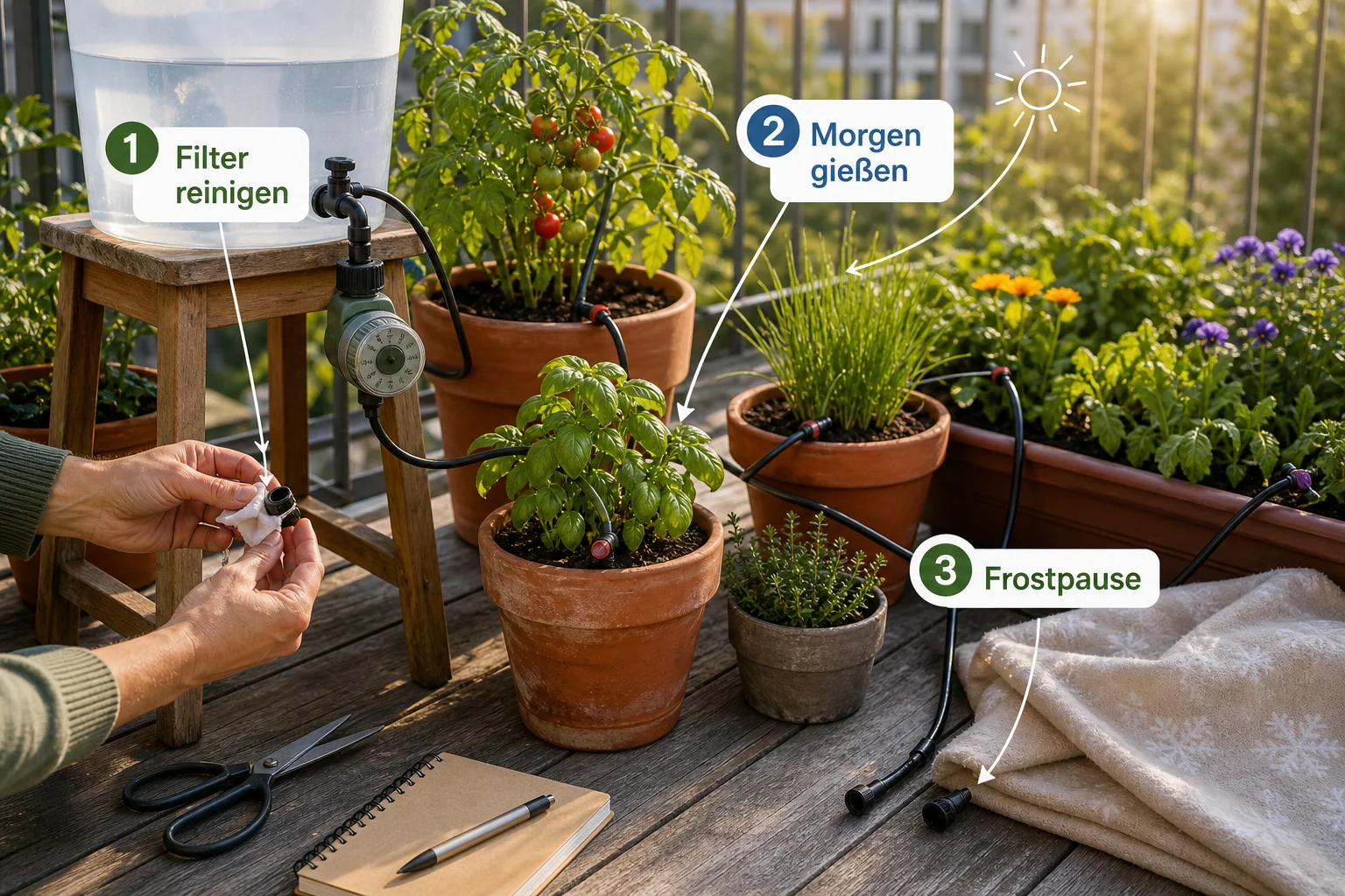 Infografik: Pflege, Timing und saisonale Besonderheiten - Bewässerungssystem Selber Bauen Günstig: Anleitung, Tipps und häufige Fehler