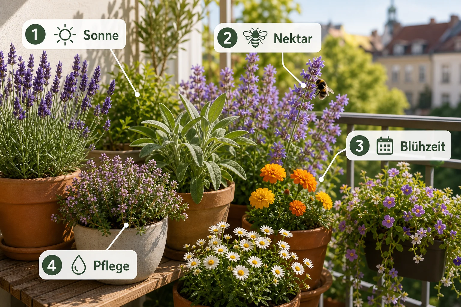 Infografik: Auswahlkriterien für Balkonpflanzen - Bienenfreundliche Balkonpflanzen Sonnig Liste: Anleitung, Tipps und häufige Fehler