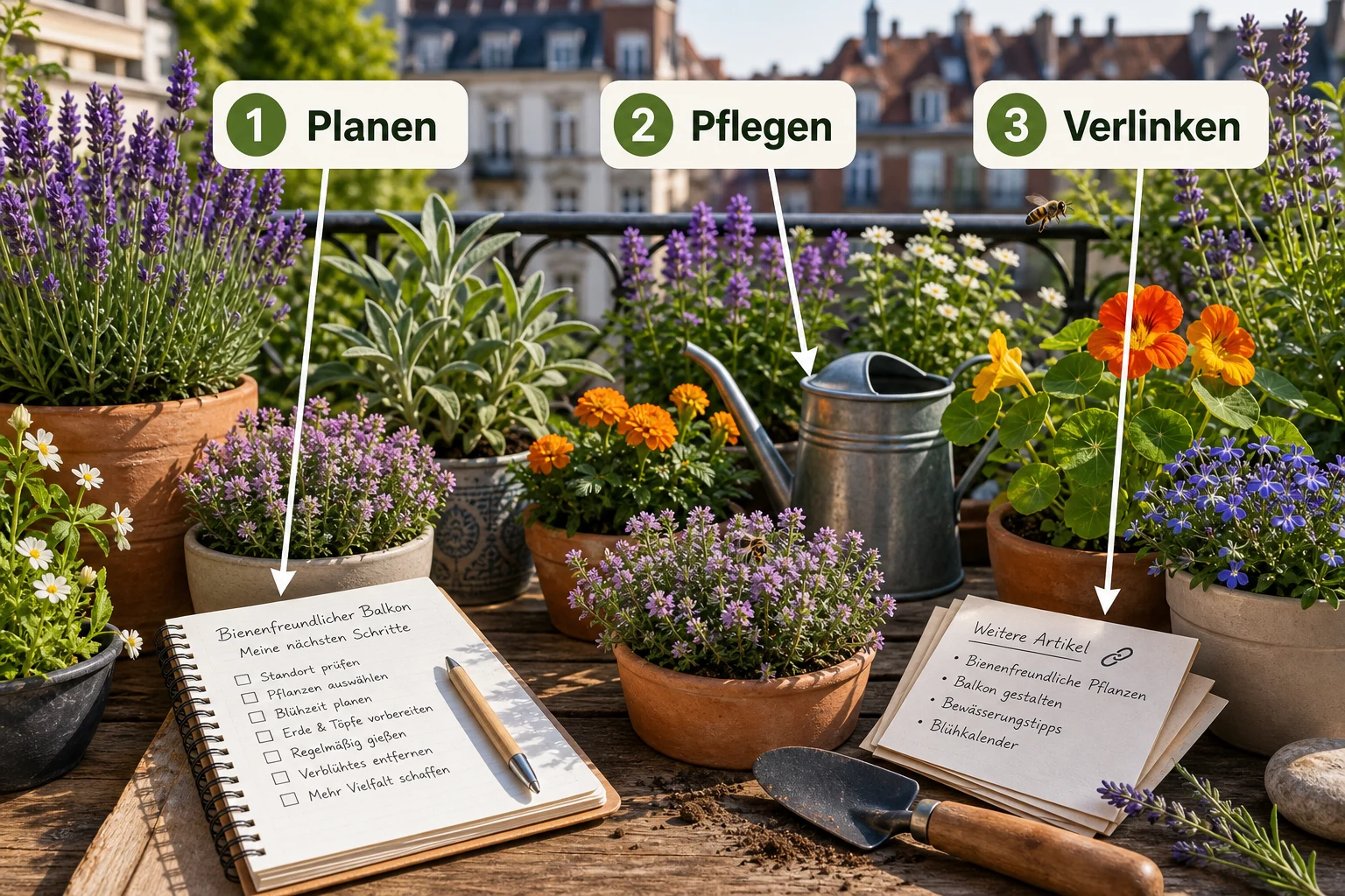 Infografik: Fazit und nächste Schritte - Bienenfreundliche Balkonpflanzen Sonnig Liste: Anleitung, Tipps und häufige Fehler