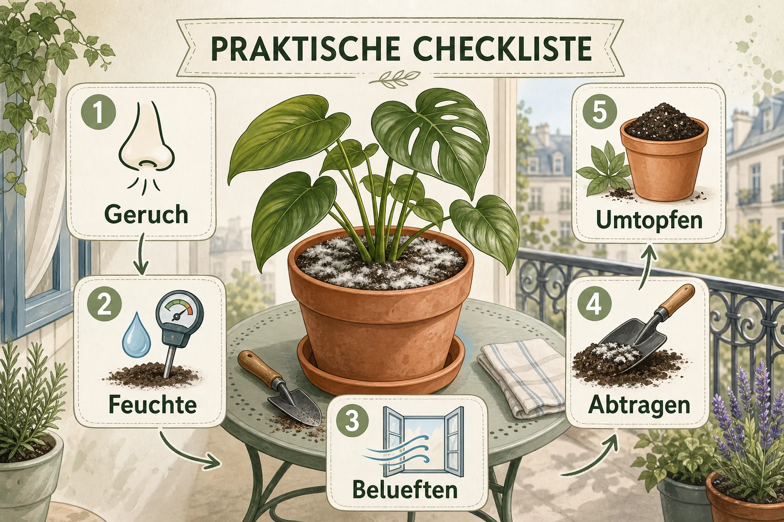 Infografik: Praktische Checkliste - Blumenerde Schimmelt Was Tun Ursachen: Anleitung, Tipps und häufige Fehler