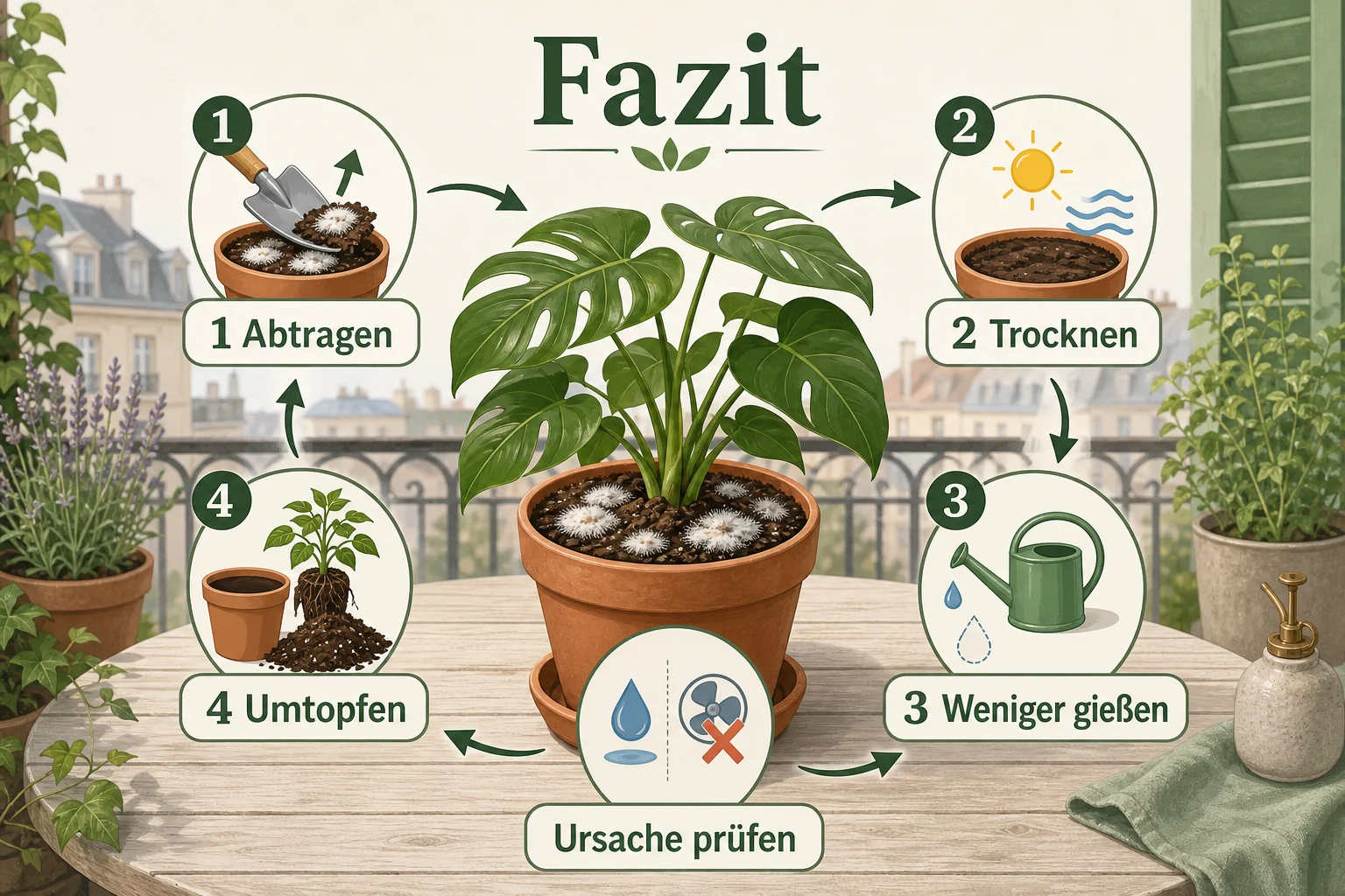 Infografik: Fazit - Blumenerde Schimmelt Was Tun Ursachen: Anleitung, Tipps und häufige Fehler