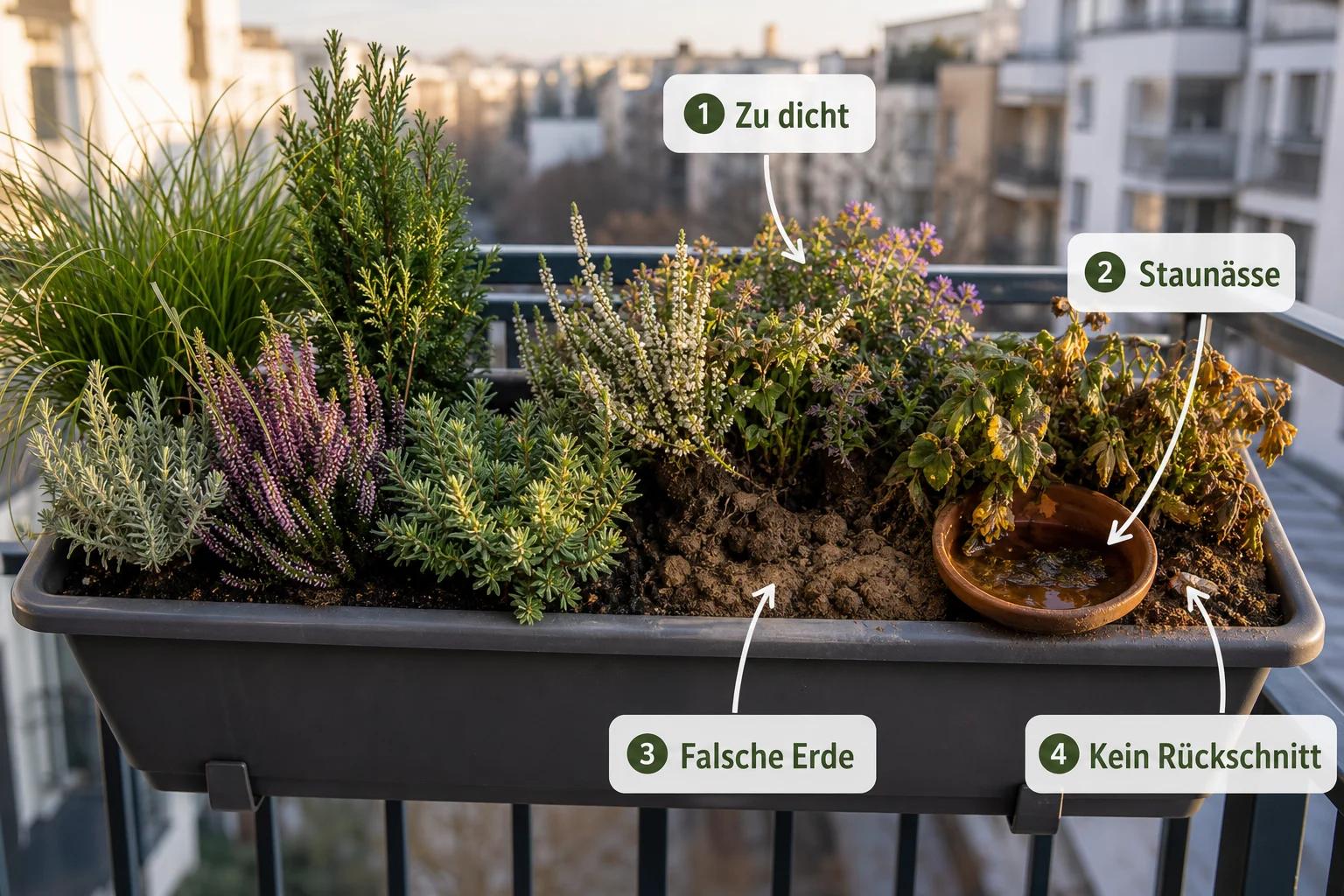 Infografik: Häufige Fehler und wie Sie sie vermeiden - Blumenkästen Bepflanzen Ganzjährig Pflegeleicht: Anleitung, Tipps und häufige Fehler