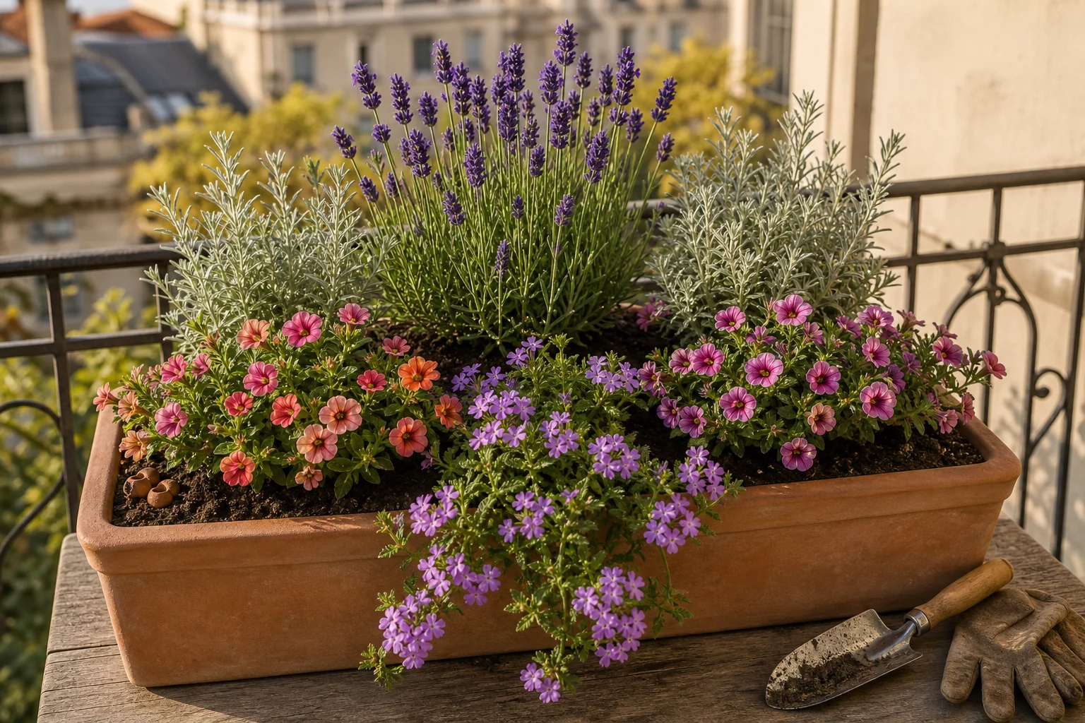 Foto: 1. Mediterraner Sonnenkasten mit Lavendel und Zauberglöckchen - Blumenkasten bepflanzen: 12 moderne Ideen mit Pflanzplänen