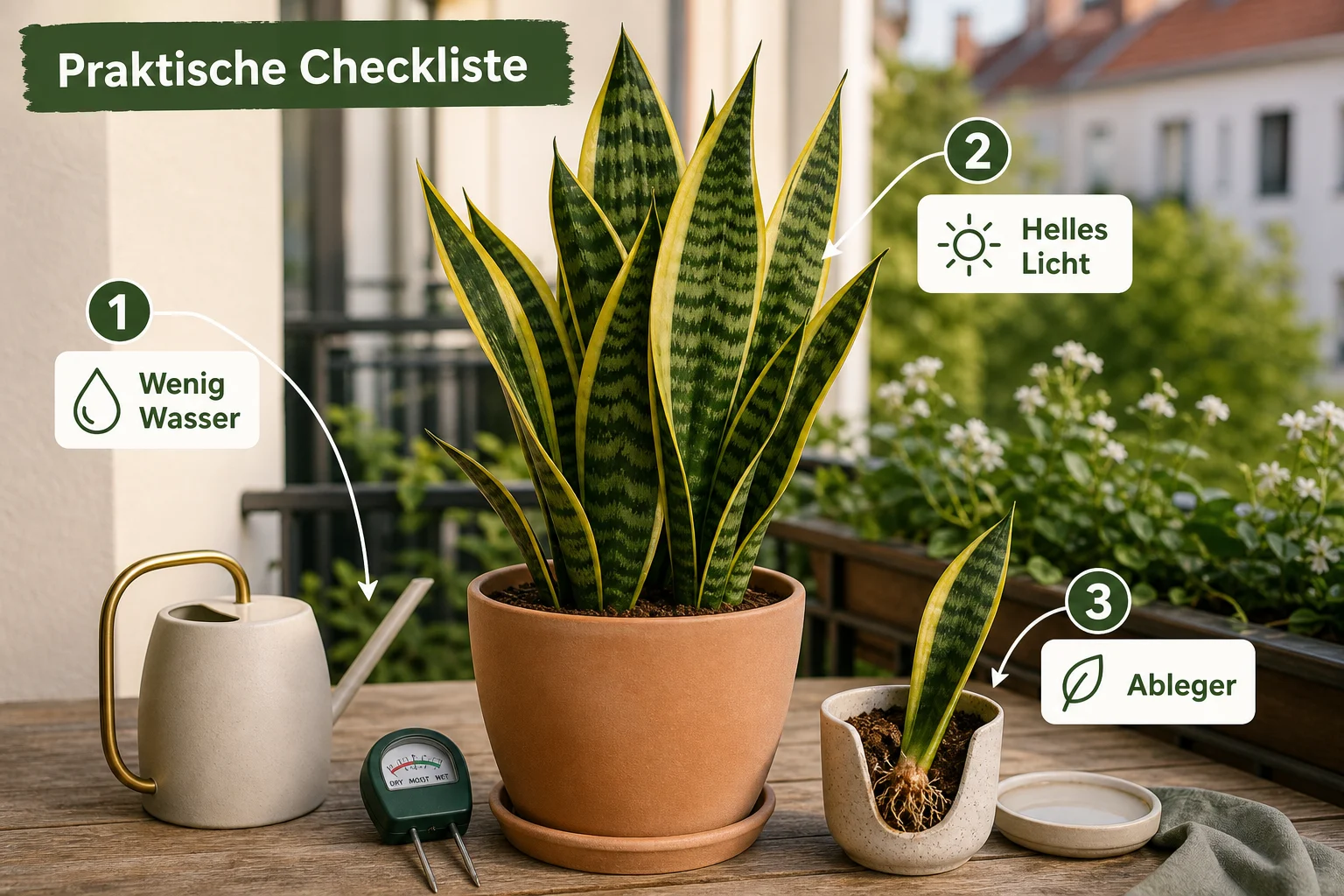 Infografik: Praktische Checkliste - Bogenhanf Pflege Gießen Vermehren: Anleitung, Tipps und häufige Fehler