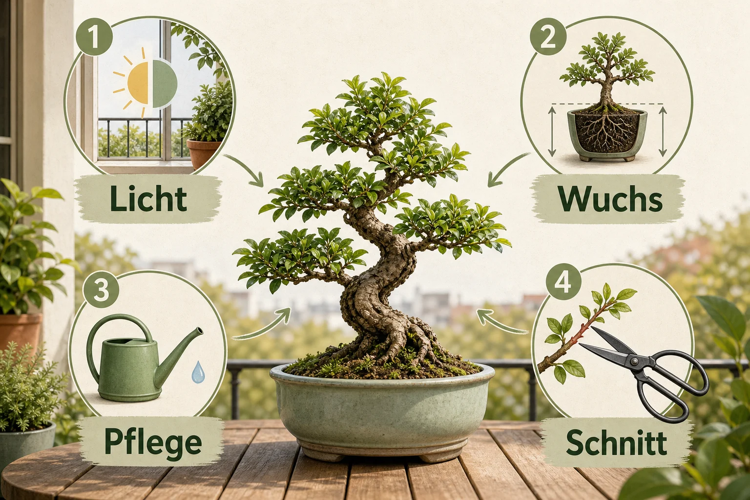 Infografik: Auswahlkriterien für Exotische Pflanzen - Bonsai Pflege Anfänger Schneiden: Anleitung, Tipps und häufige Fehler
