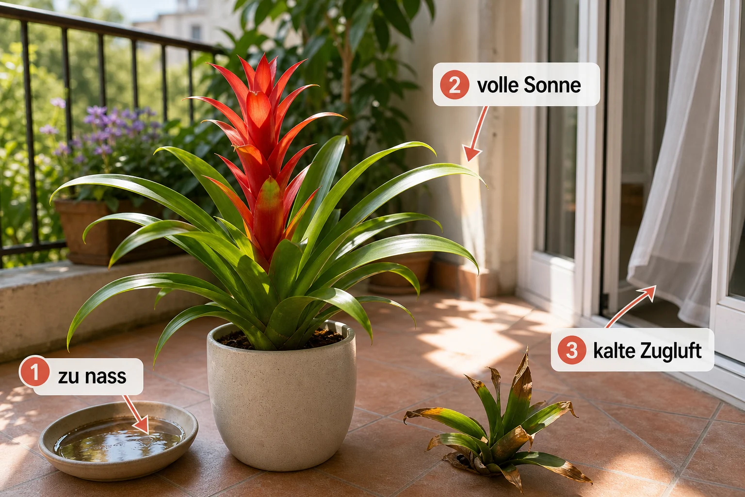 Erklärbild: Häufige Fehler und wie Sie sie vermeiden - Bromelien Pflege Standort Gießen: Anleitung, Tipps und häufige Fehler