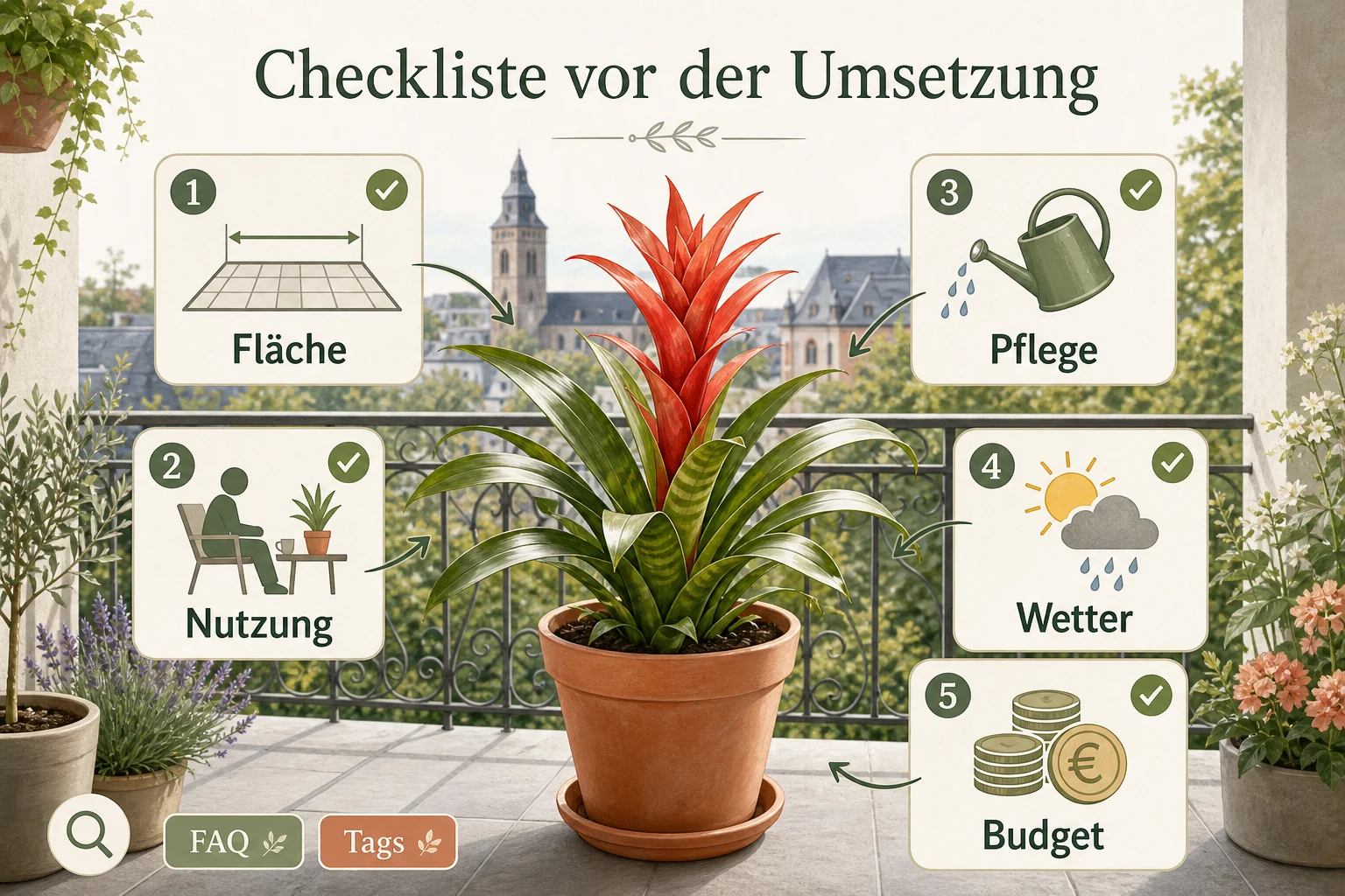Infografik: Checkliste vor der Umsetzung - Bromelien Pflege Standort Gießen: Anleitung, Tipps und häufige Fehler