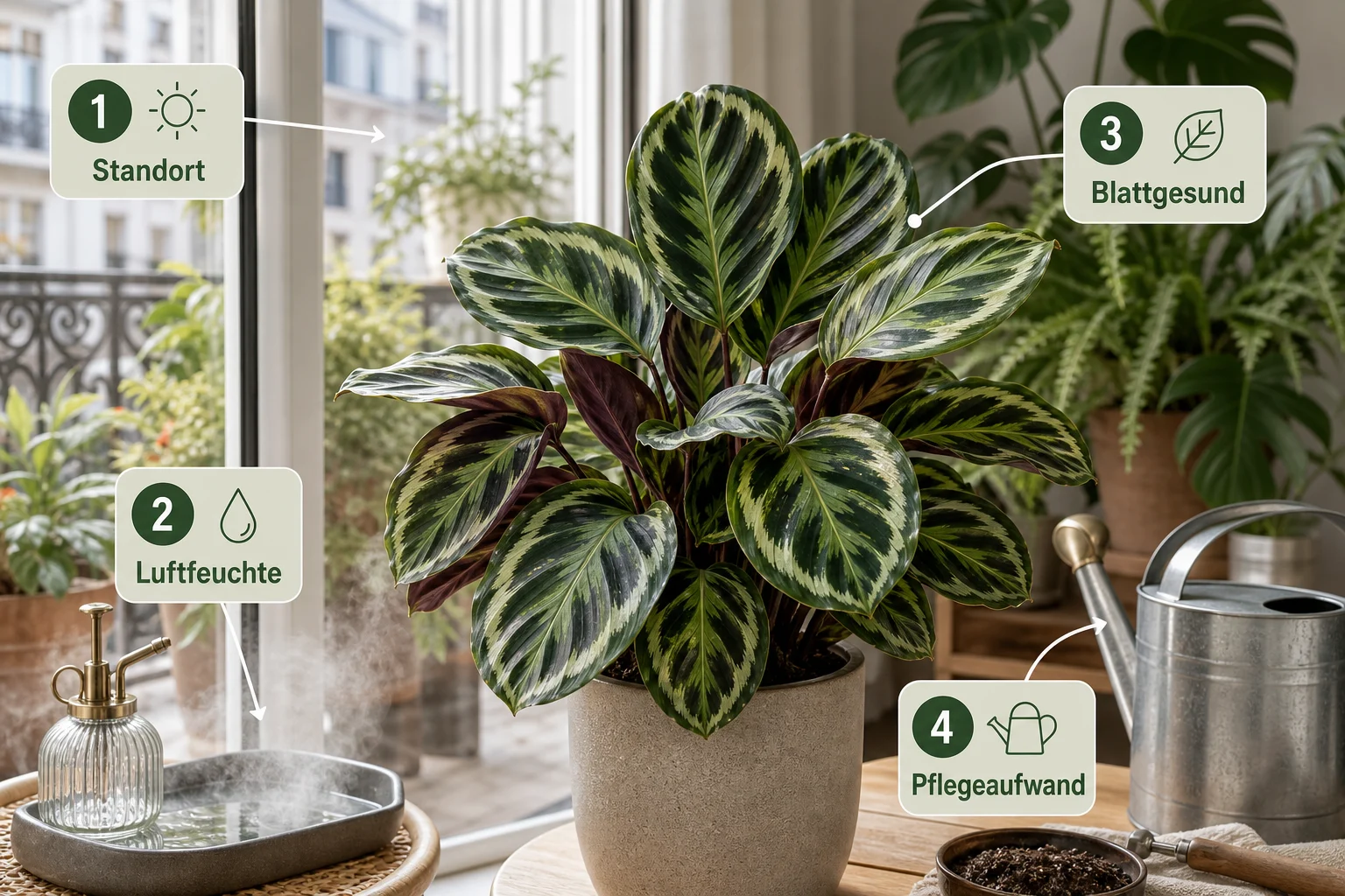 Infografik: Auswahlkriterien für Beliebte Zimmerpflanzen - Calathea Pflege Luftfeuchtigkeit Standort: Anleitung, Tipps und häufige Fehler