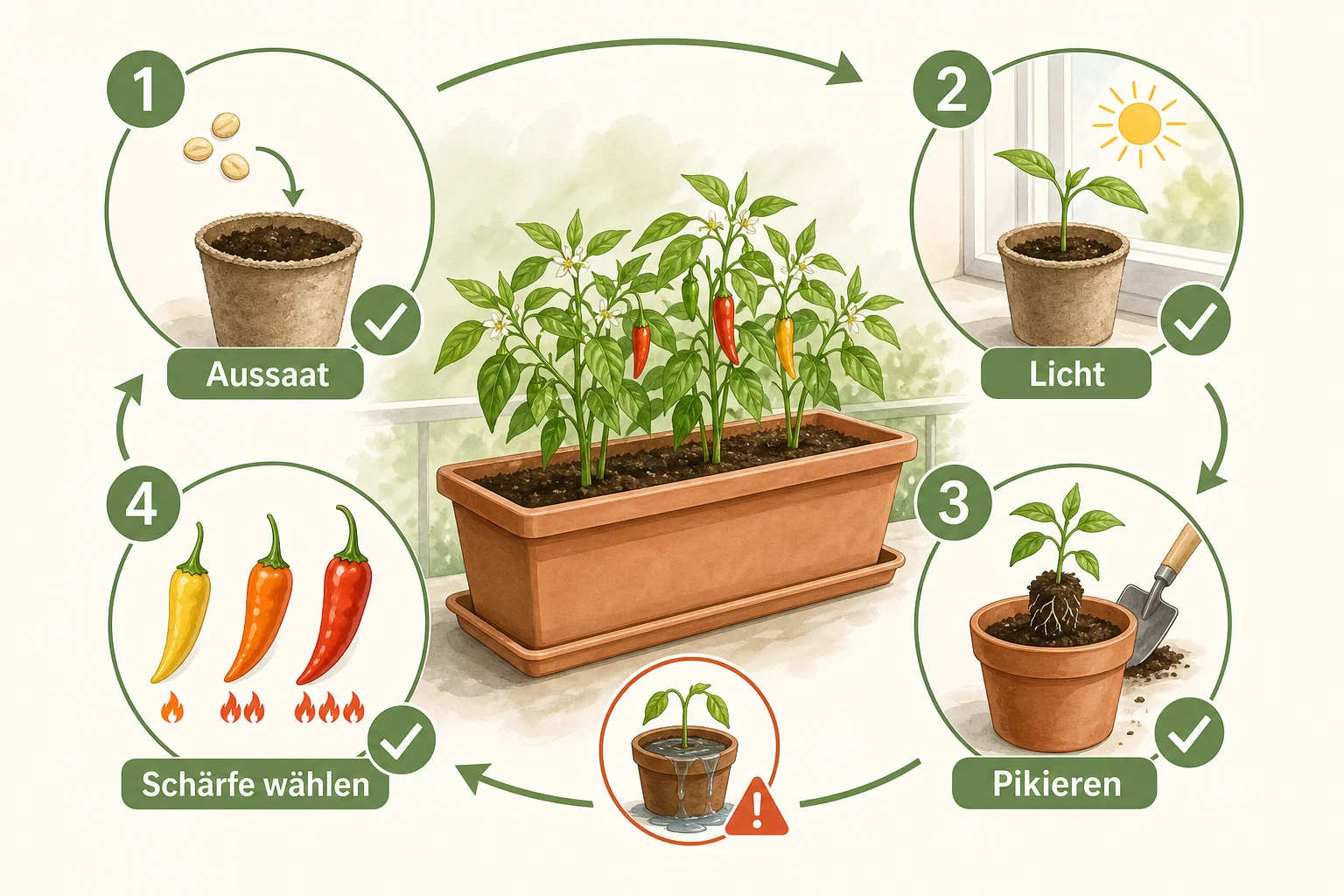 Infografik: Praktische Checkliste - Chili Anbauen Aussaat Schärfegrade: Anleitung, Tipps und häufige Fehler