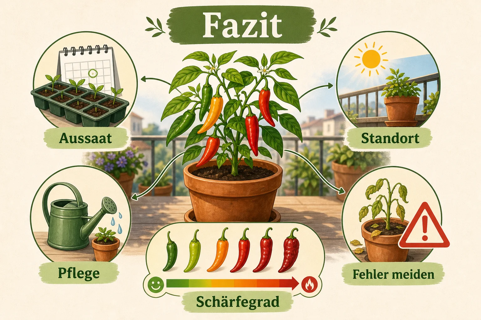 Infografik: Fazit - Chili Anbauen Aussaat Schärfegrade: Anleitung, Tipps und häufige Fehler