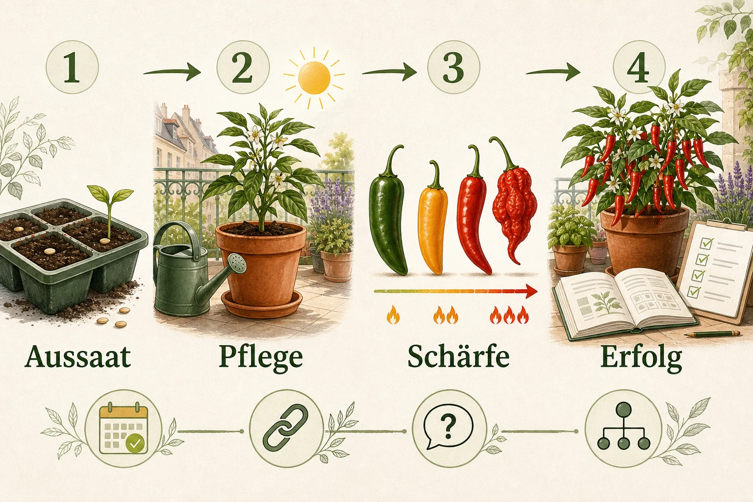 Infografik: Fazit und nächste Schritte - Chili Anbauen Aussaat Schärfegrade: Anleitung, Tipps und häufige Fehler