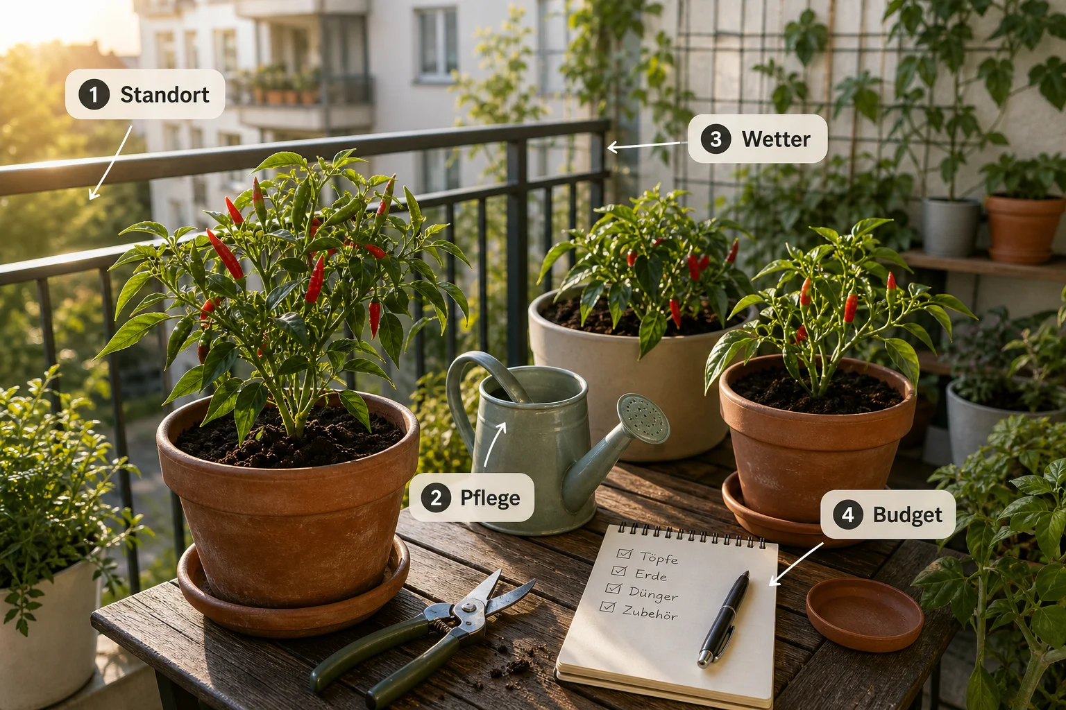 Infografik: Checkliste vor der Umsetzung - Chili Pflanzen Balkon Standort Pflege: Anleitung, Tipps und häufige Fehler