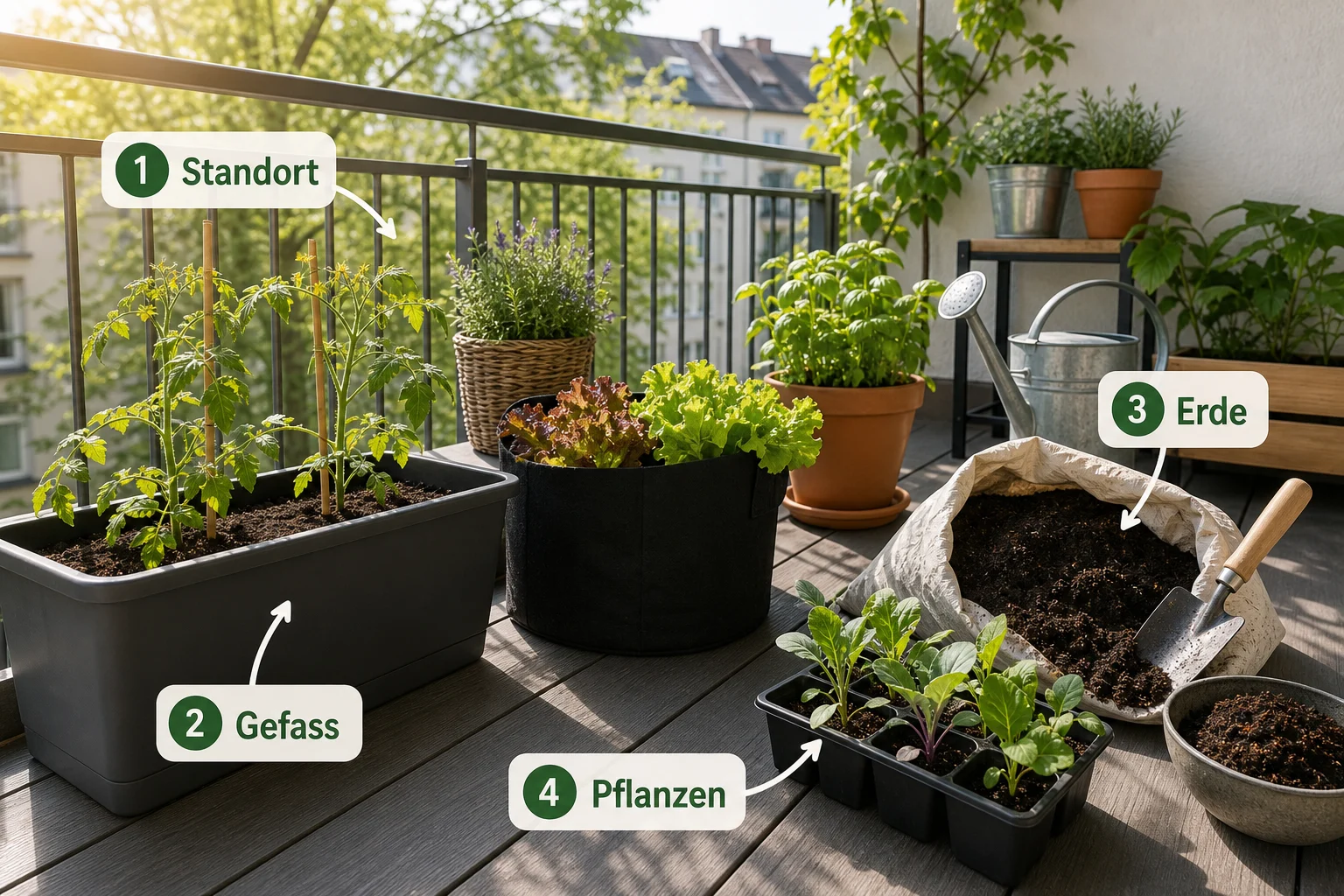 Infografik: Schritt-für-Schritt-Anleitung - Container Gardening Balkon Gemüse Liste: Anleitung, Tipps und häufige Fehler