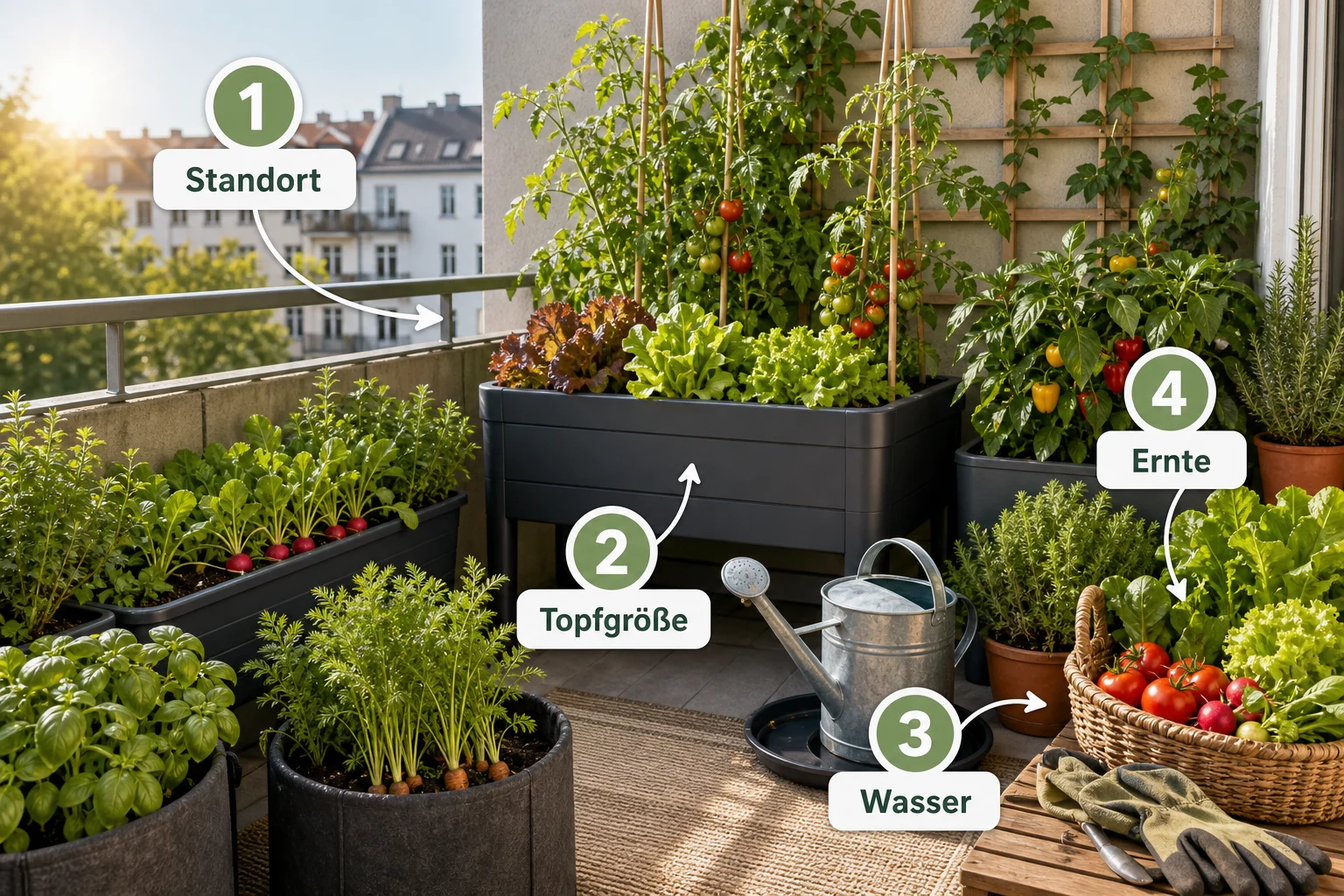 Infografik: Fazit - Container Gardening Balkon Gemüse Liste: Anleitung, Tipps und häufige Fehler
