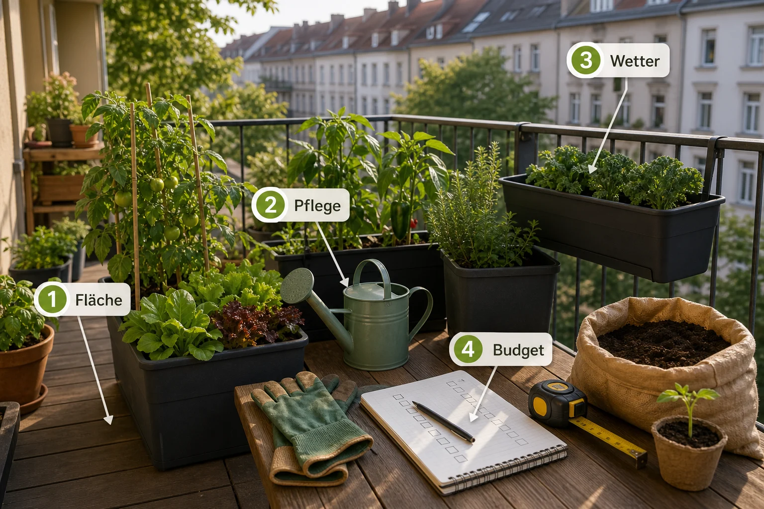 Infografik: Checkliste vor der Umsetzung - Container Gardening Balkon Gemüse Liste: Anleitung, Tipps und häufige Fehler