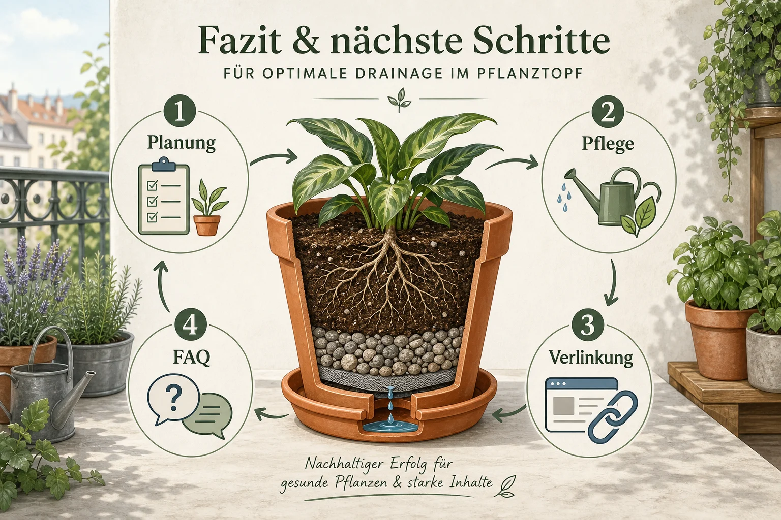 Infografik: Fazit und nächste Schritte - Drainage Topf Anlegen Wichtig: Anleitung, Tipps und häufige Fehler