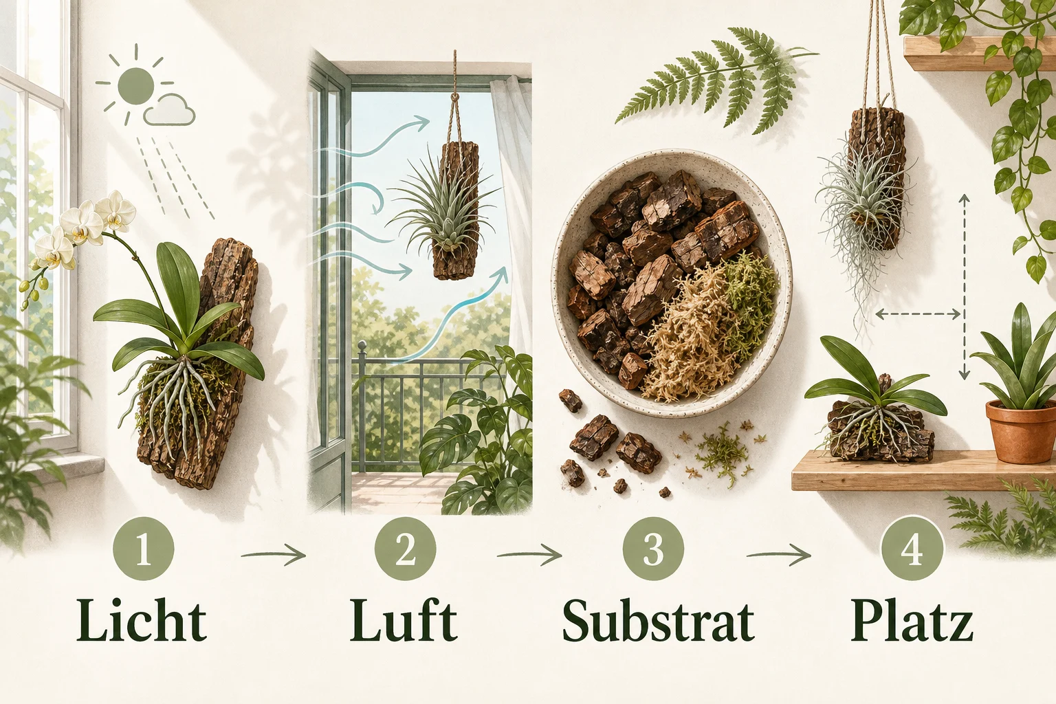 Infografik: Voraussetzungen, Standort und richtige Planung - Epiphyten Pflege Arten Substrat: Anleitung, Tipps und häufige Fehler