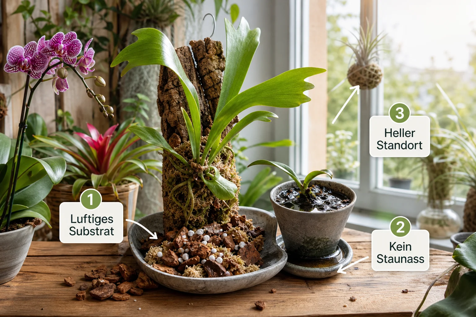 Erklärbild: Häufige Fehler und wie Sie sie vermeiden - Epiphyten Pflege Arten Substrat: Anleitung, Tipps und häufige Fehler