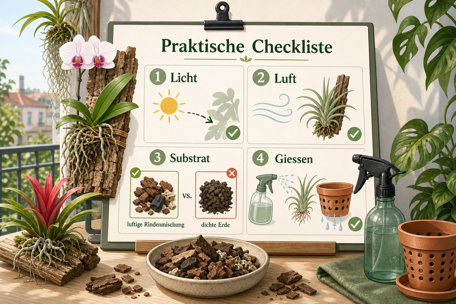Infografik: Praktische Checkliste - Epiphyten Pflege Arten Substrat: Anleitung, Tipps und häufige Fehler