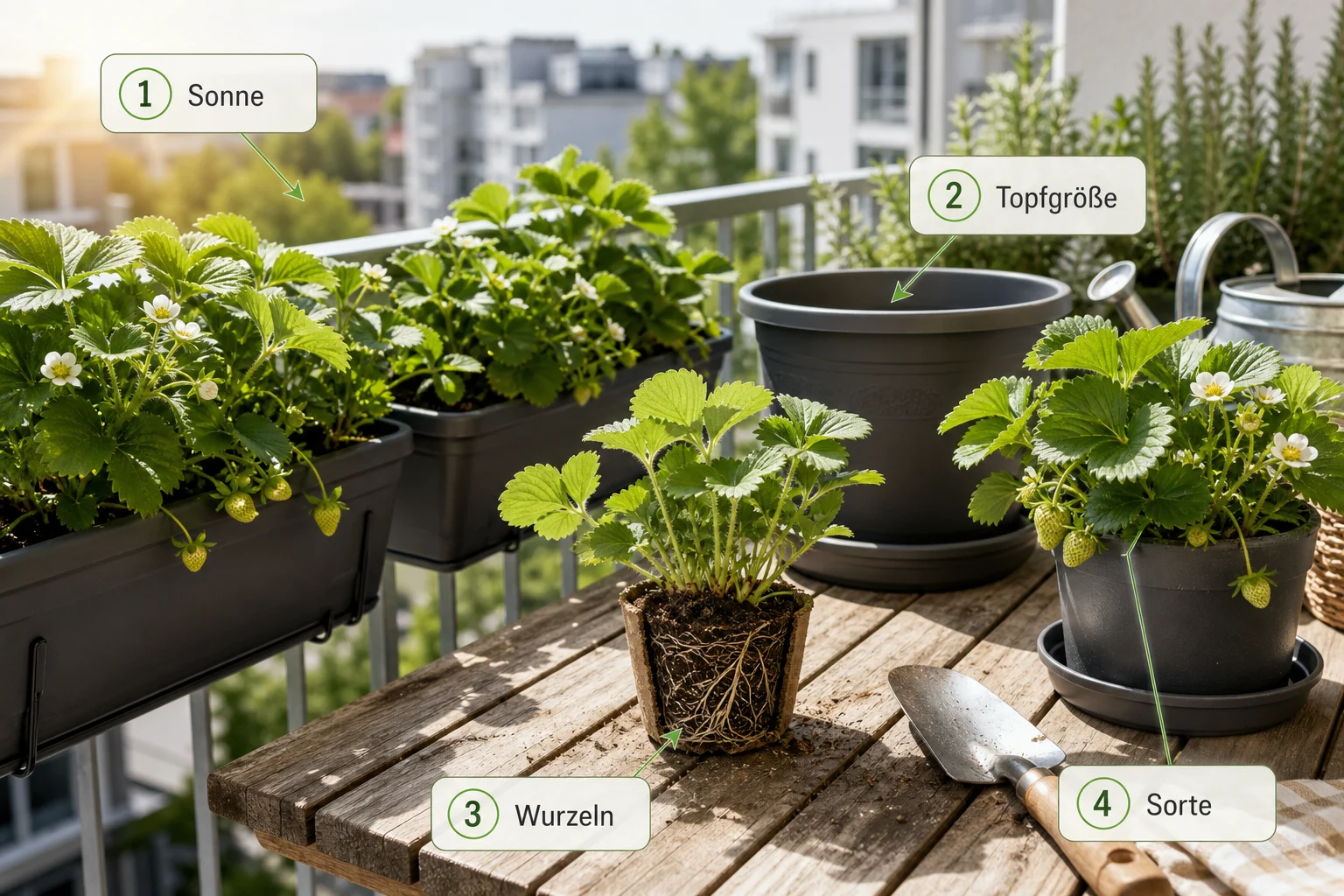 Infografik: Auswahlkriterien für Balkonpflanzen - Erdbeeren Balkon Pflanzen Zeitpunkt Tipps: Anleitung, Tipps und häufige Fehler