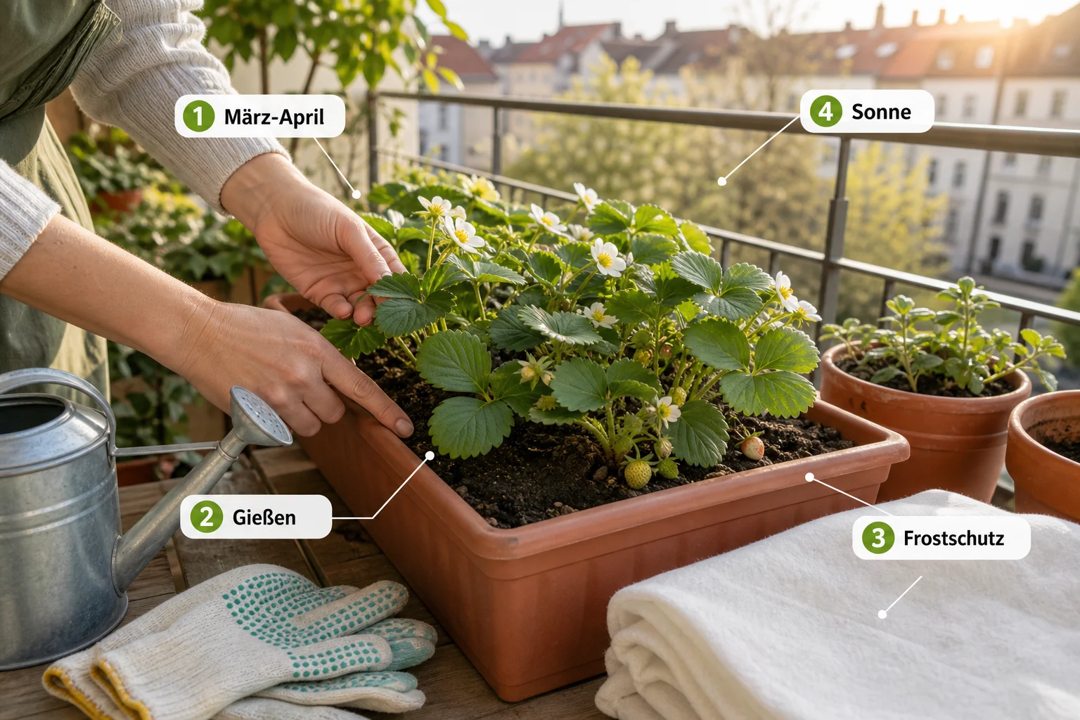 Infografik: Pflege, Timing und saisonale Besonderheiten - Erdbeeren Balkon Pflanzen Zeitpunkt Tipps: Anleitung, Tipps und häufige Fehler