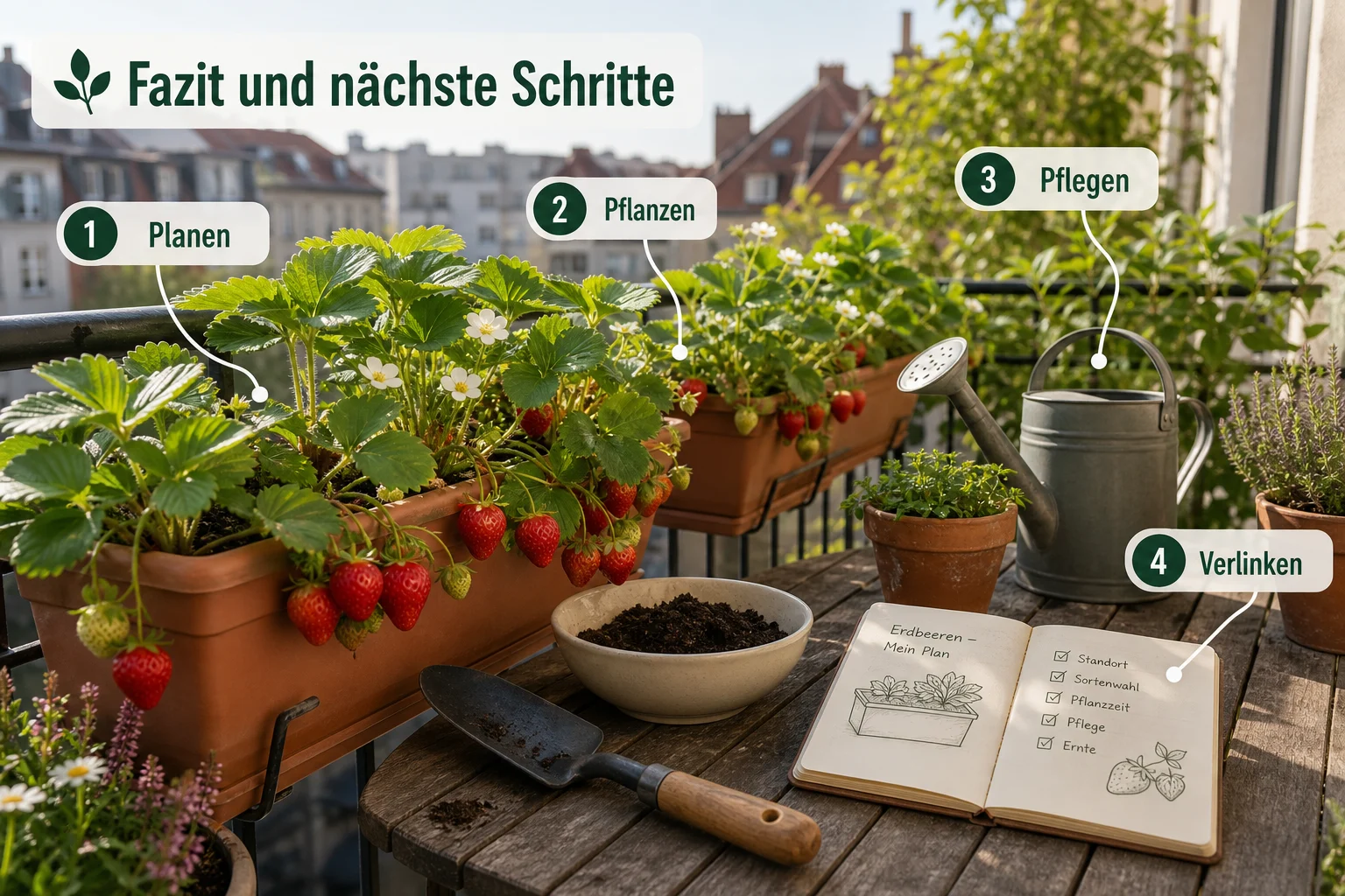 Infografik: Fazit und nächste Schritte - Erdbeeren Balkon Pflanzen Zeitpunkt Tipps: Anleitung, Tipps und häufige Fehler