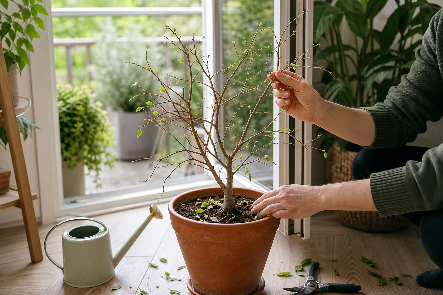 Foto: Kann ein kahler Ficus benjamini wieder austreiben? - Ficus benjamini Pflege: Blätter fallen? Ratgeber für gesunde Zimmerfeigen