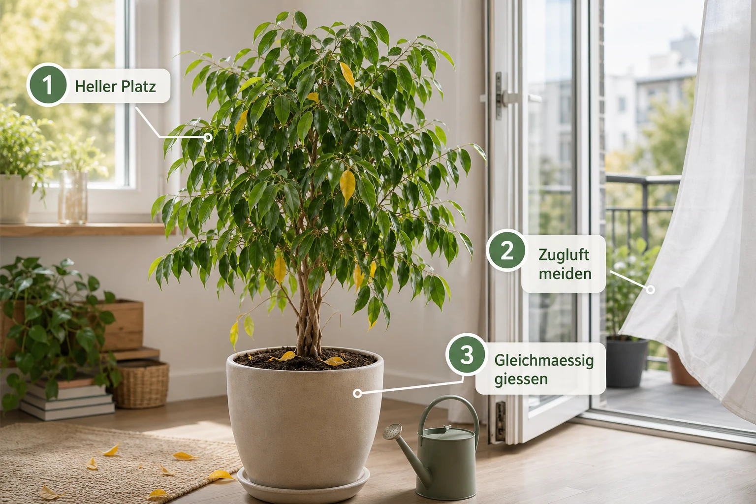 Infografik: Voraussetzungen, Standort und richtige Planung - Ficus Benjamini Pflege Blätter Fallen: Anleitung, Tipps und häufige Fehler