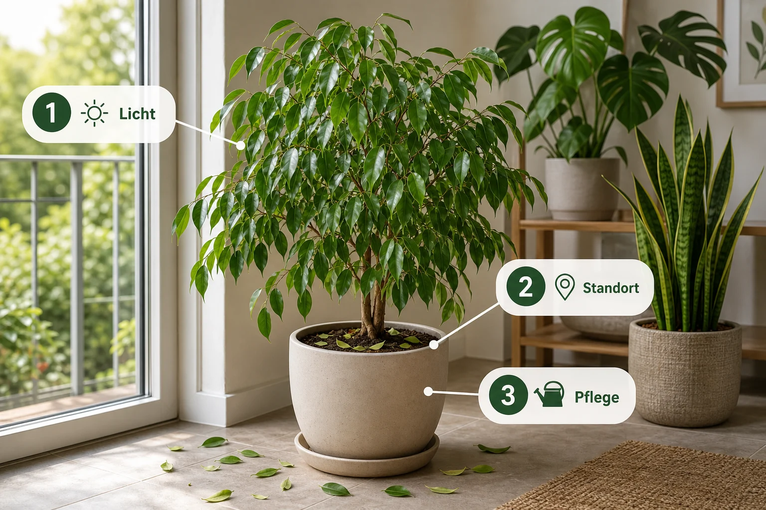 Infografik: Auswahlkriterien für Beliebte Zimmerpflanzen - Ficus Benjamini Pflege Blätter Fallen: Anleitung, Tipps und häufige Fehler