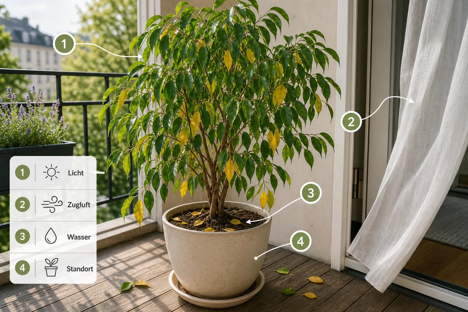 Infografik: Ursachen erkennen und sicher einordnen - Ficus Benjamini Pflege Blätter Fallen: Anleitung, Tipps und häufige Fehler