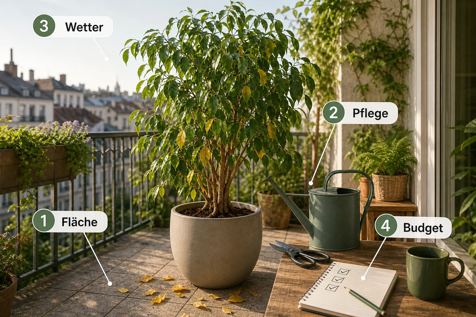 Infografik: Checkliste vor der Umsetzung - Ficus Benjamini Pflege Blätter Fallen: Anleitung, Tipps und häufige Fehler