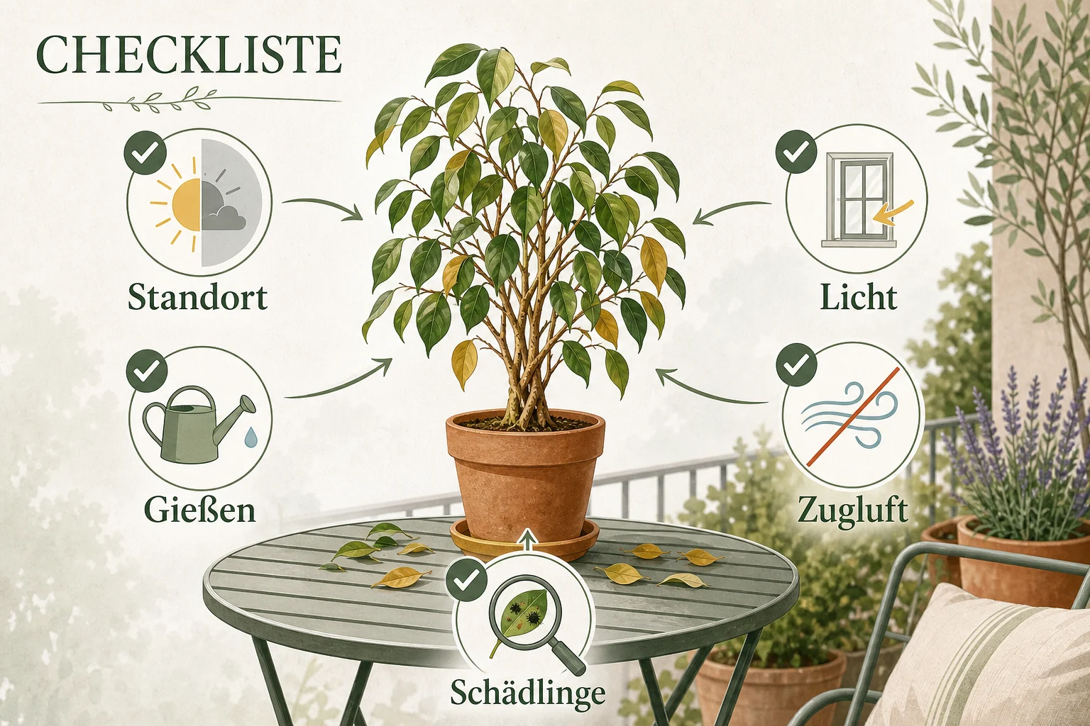 Infografik: Checkliste - Ficus benjamini pflege blätter fallen Ratgeber