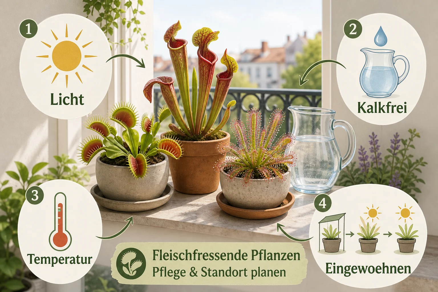Infografik: Voraussetzungen, Standort und richtige Planung - Fleischfressende Pflanzen Pflege Arten: Anleitung, Tipps und häufige Fehler