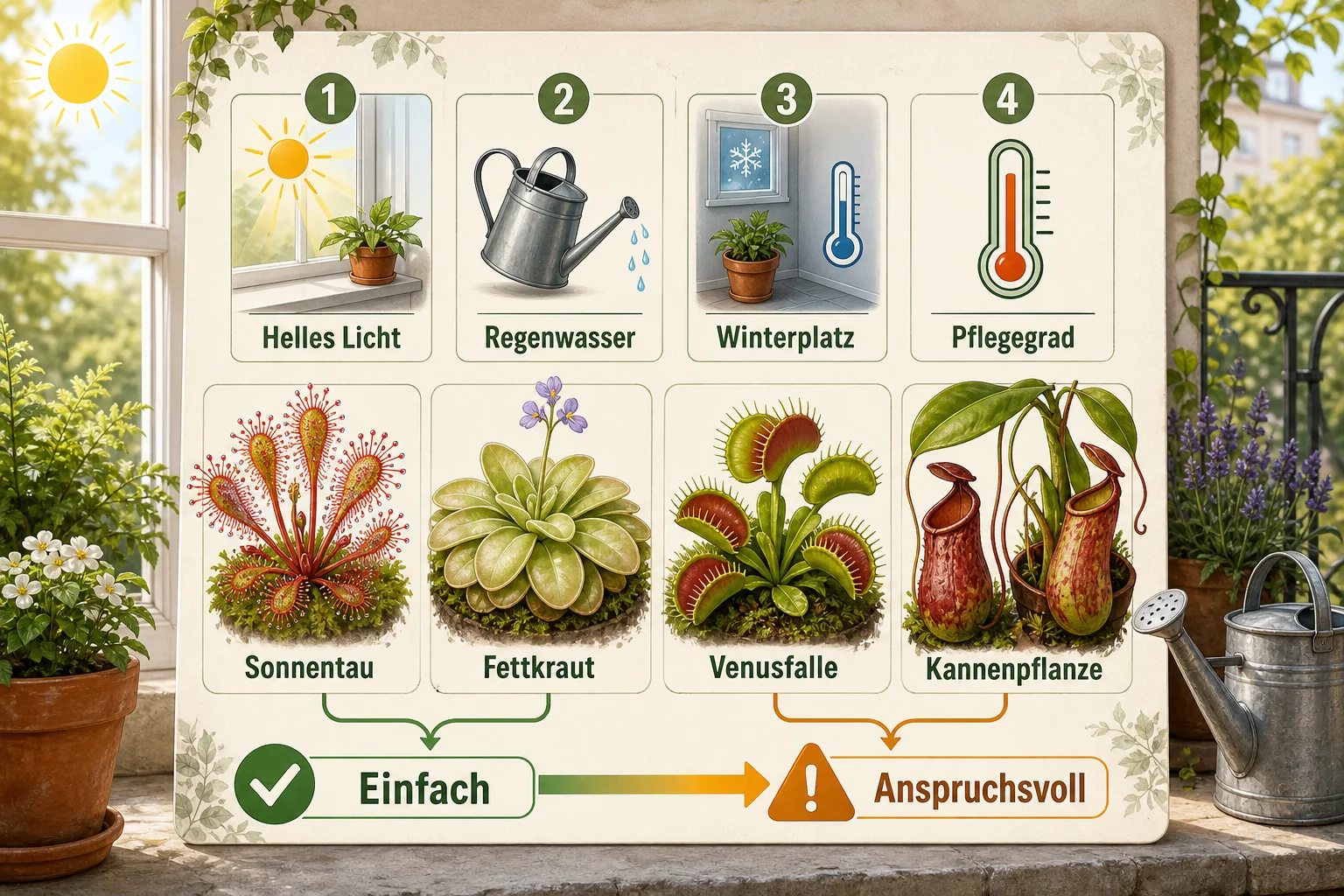 Infografik: Auswahlkriterien für Exotische Pflanzen - Fleischfressende Pflanzen Pflege Arten: Anleitung, Tipps und häufige Fehler