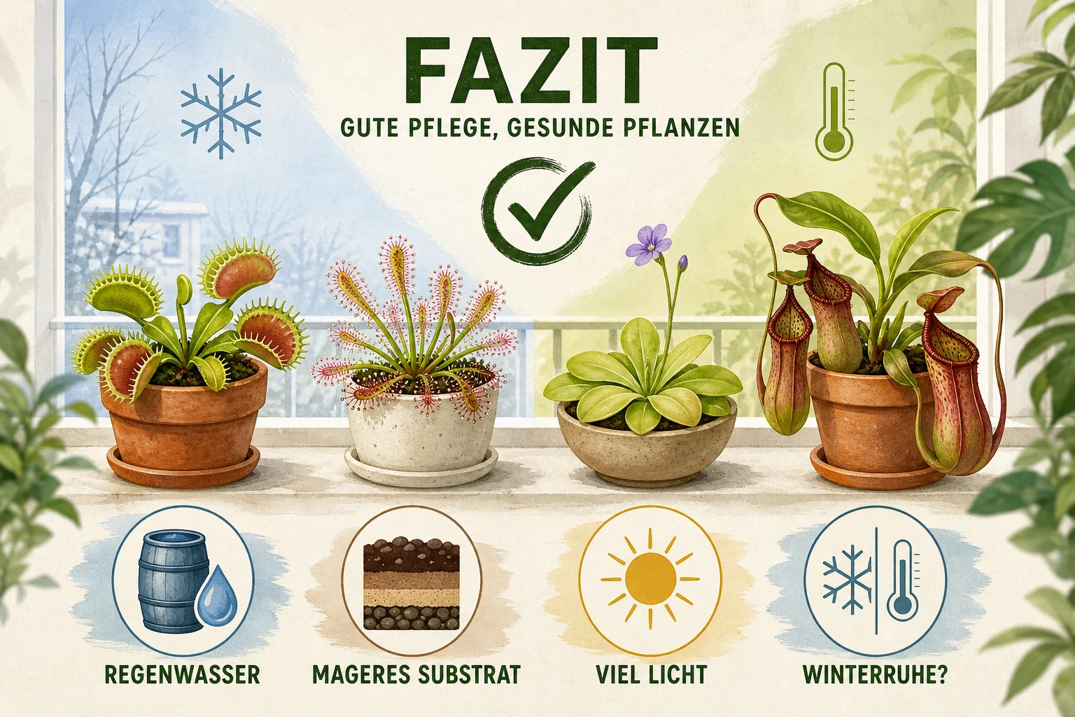 Infografik: Fazit - Fleischfressende Pflanzen Pflege Arten: Anleitung, Tipps und häufige Fehler