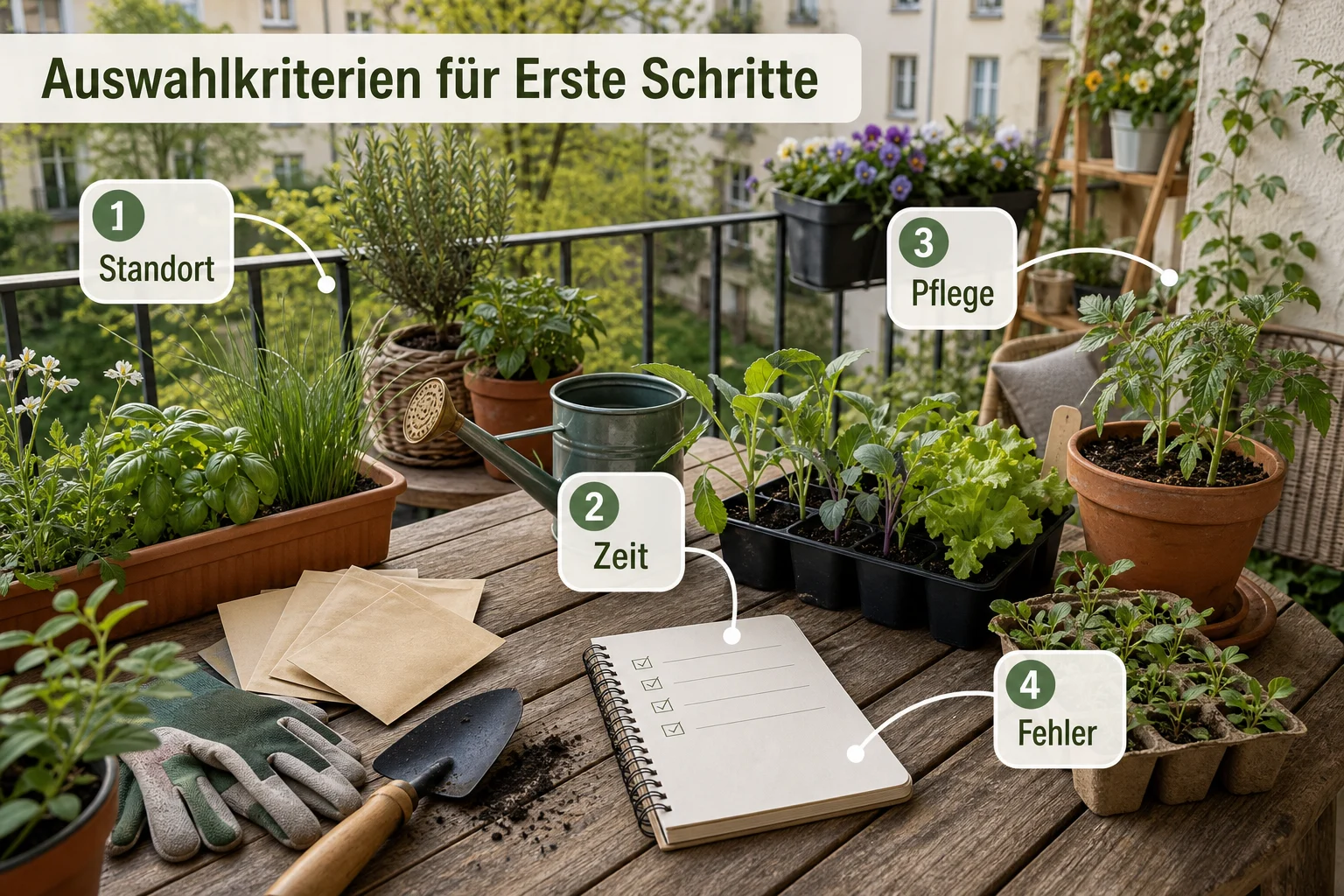 Infografik: Auswahlkriterien für Erste Schritte - Garten Anfänger Tipps Erste Schritte: Schritt-für-Schritt erklärt