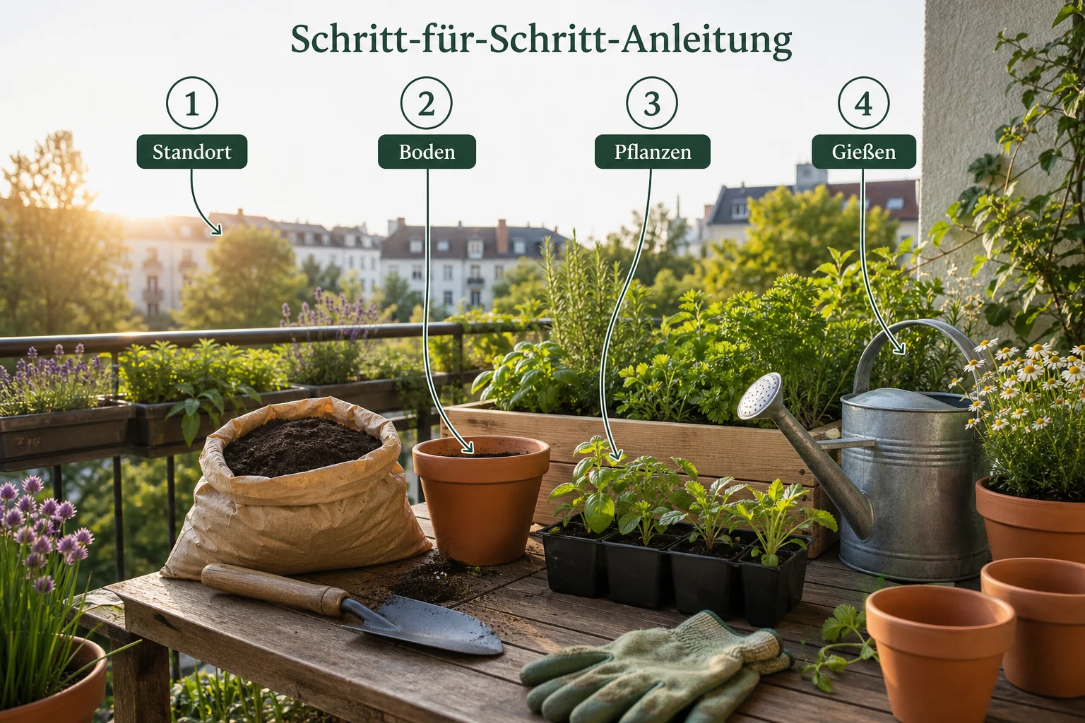 Infografik: Schritt-für-Schritt-Anleitung - Garten Anfänger Tipps Erste Schritte: Schritt-für-Schritt erklärt