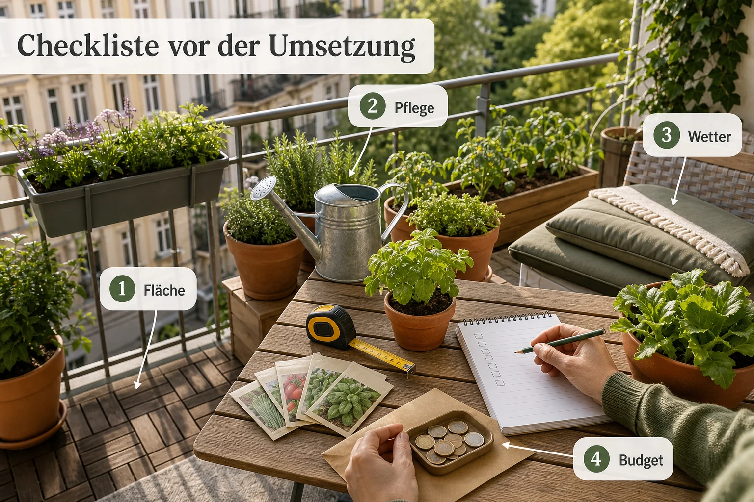 Infografik: Checkliste vor der Umsetzung - Garten Anfänger Tipps Erste Schritte: Schritt-für-Schritt erklärt
