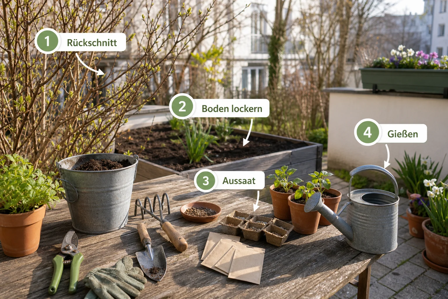 Infografik: Schritt-für-Schritt-Anleitung - Garten Frühling Checkliste Arbeiten: praktische Checkliste