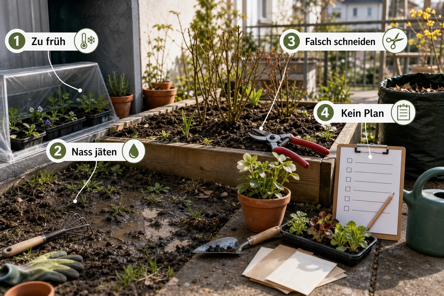 Infografik: Häufige Fehler und wie Sie sie vermeiden - Garten Frühling Checkliste Arbeiten: praktische Checkliste